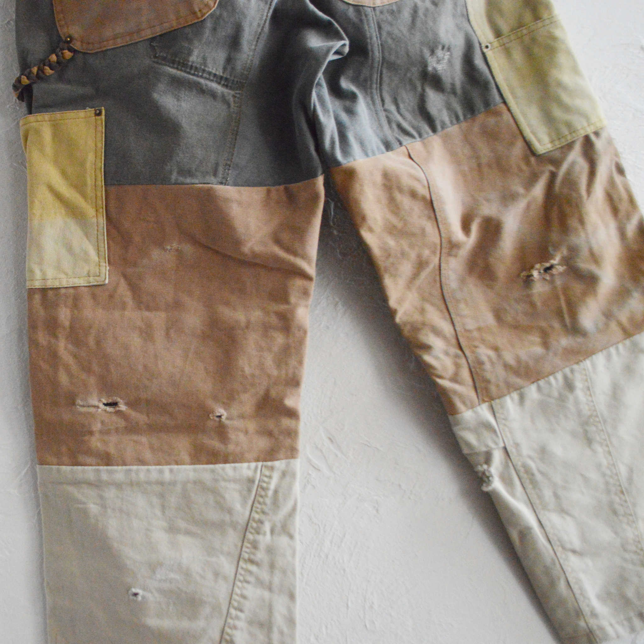 Nasngwam. ナスングワム / DAMAGE DOUBLE KNEE PANTS ダメージダブルニーパンツ Lsize (BROWN ブラウン)