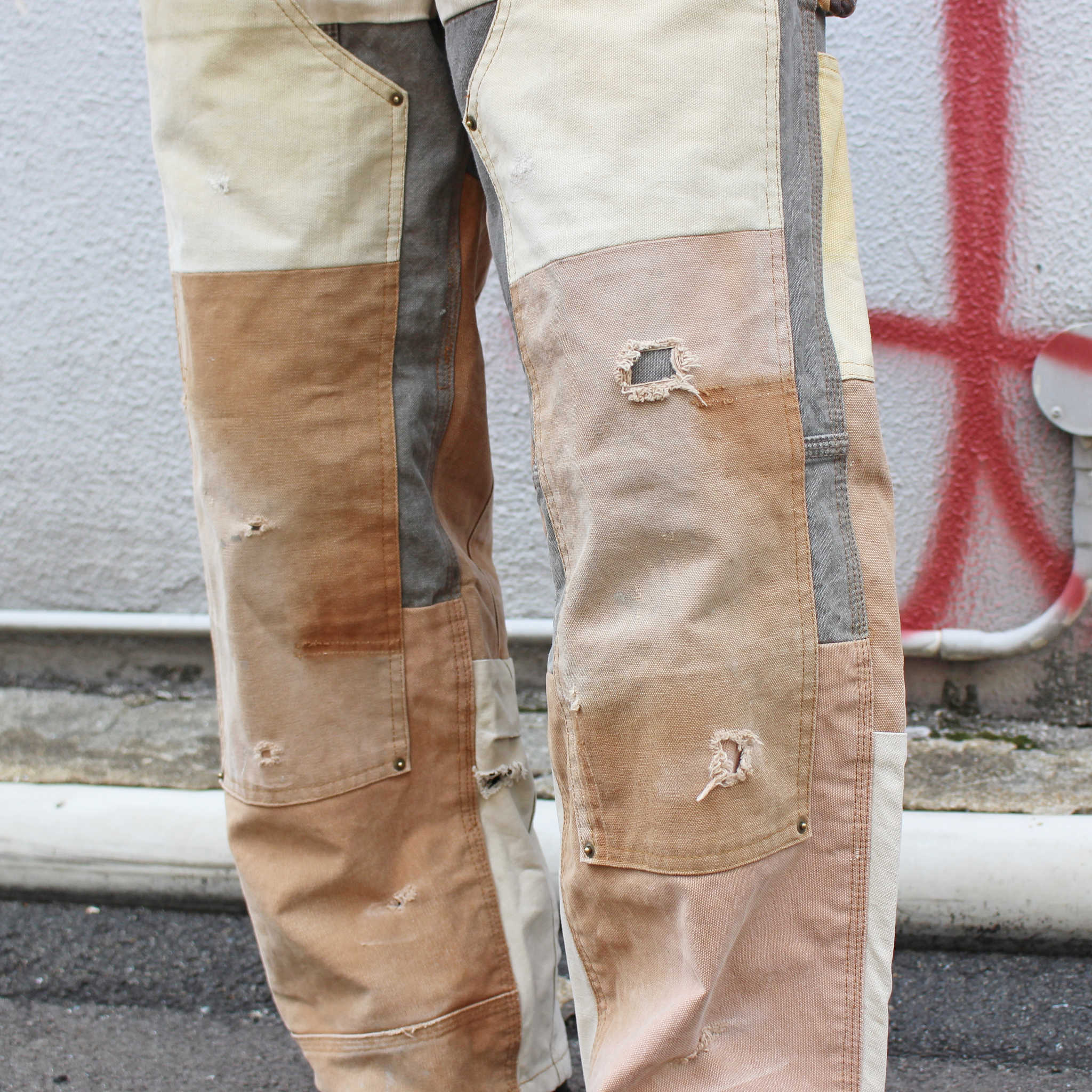 Nasngwam. ナスングワム / DAMAGE DOUBLE KNEE PANTS ダメージダブルニーパンツ Lsize (BROWN ブラウン)