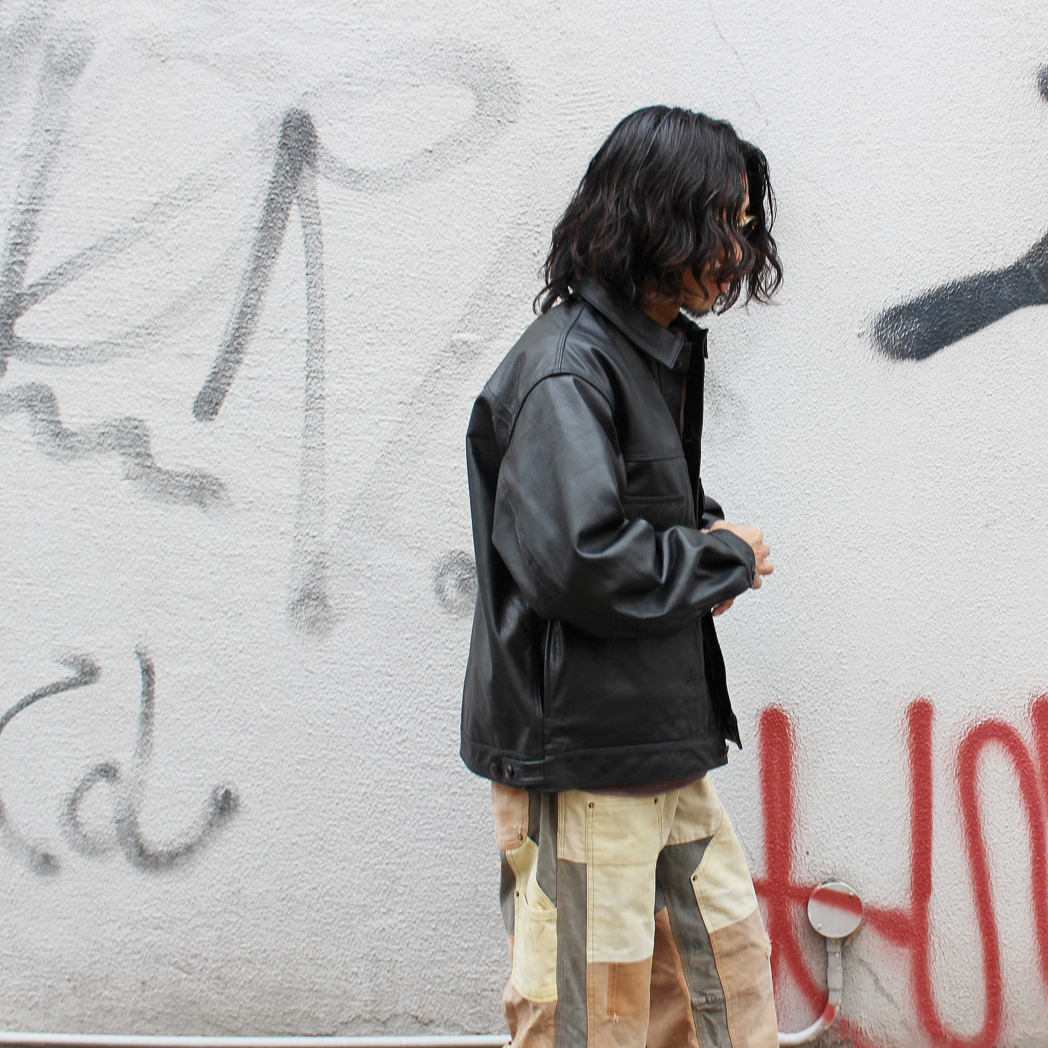 Nasngwam. ナスングワム / ATAVISM LEATHER JACKET アタビズムジャケット Msize (BLACK ブラック)