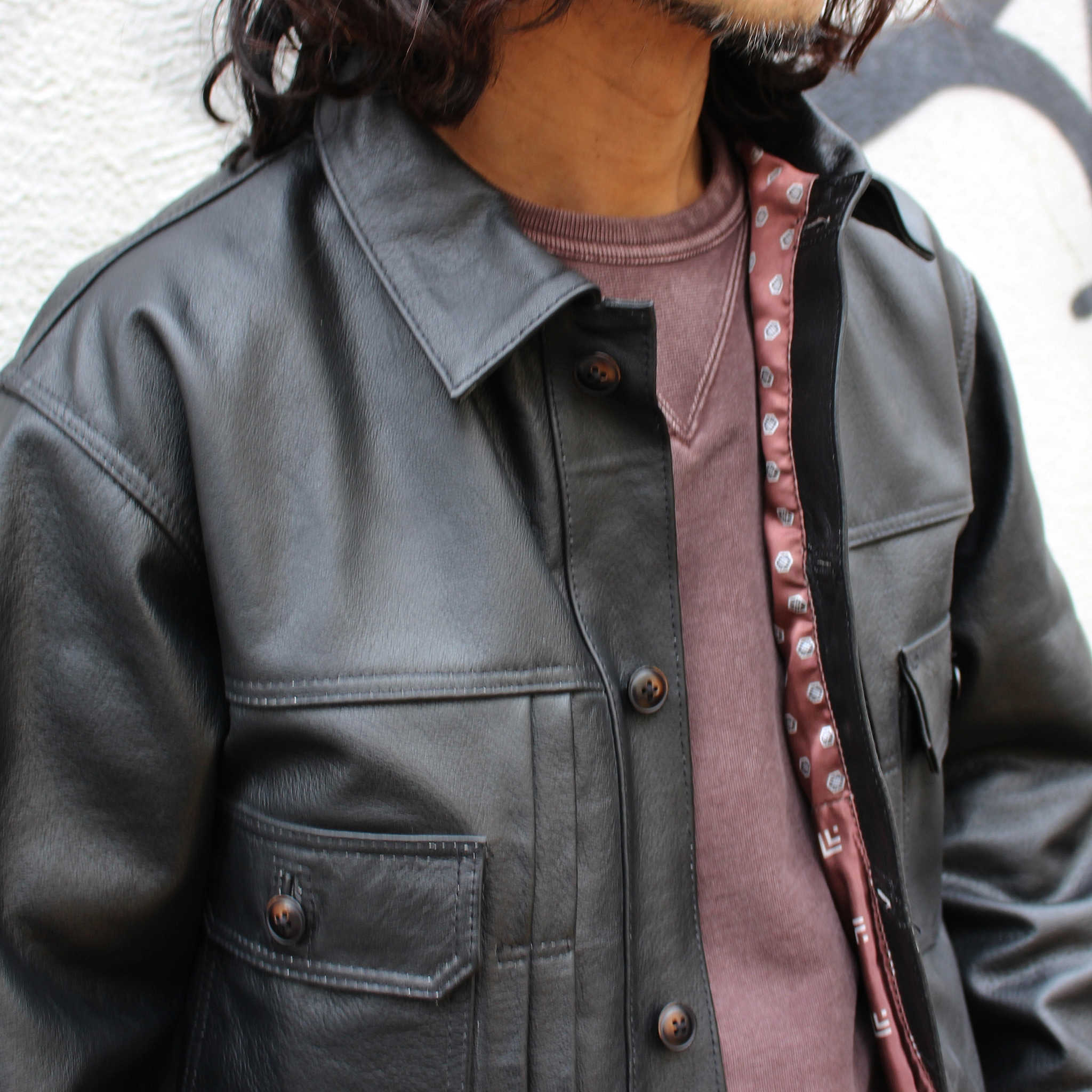 Nasngwam. ナスングワム / ATAVISM LEATHER JACKET アタビズムジャケット Msize (BLACK ブラック)