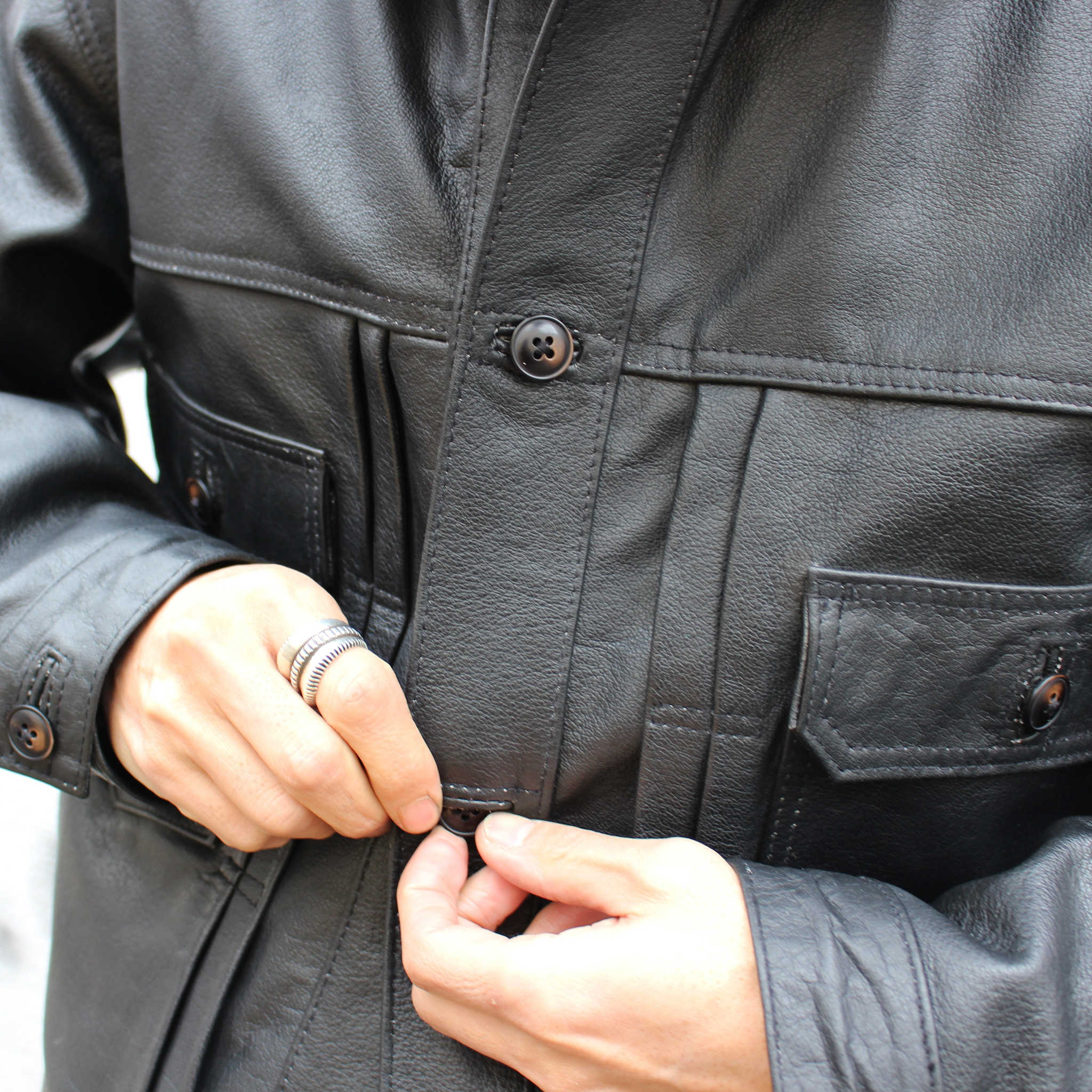 Nasngwam. ナスングワム / ATAVISM LEATHER JACKET アタビズムジャケット Msize (BLACK ブラック)