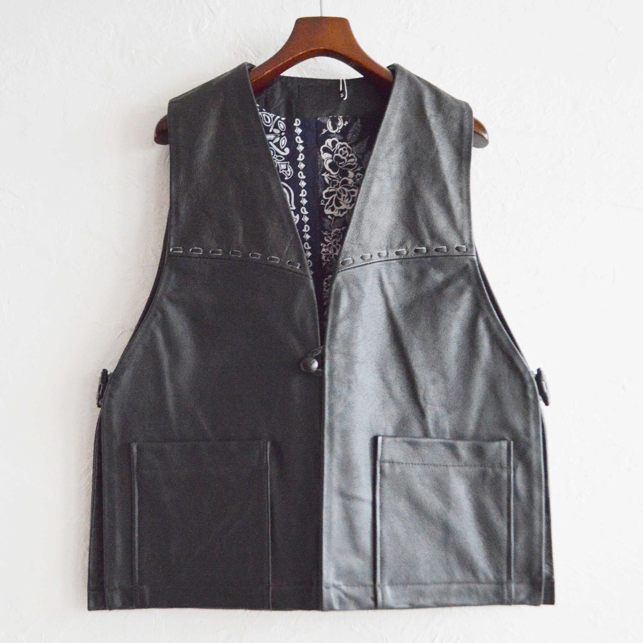 Nasngwam. ナスングワム / PUEBLO LEATHER VEST プエブロベスト Msize (BLACK ブラック)