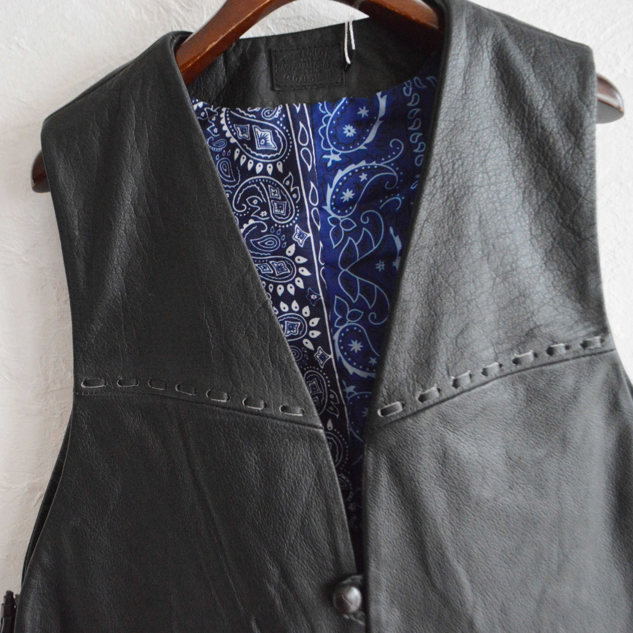 Nasngwam. ナスングワム / PUEBLO LEATHER VEST プエブロベスト Lsize (BLACK ブラック)