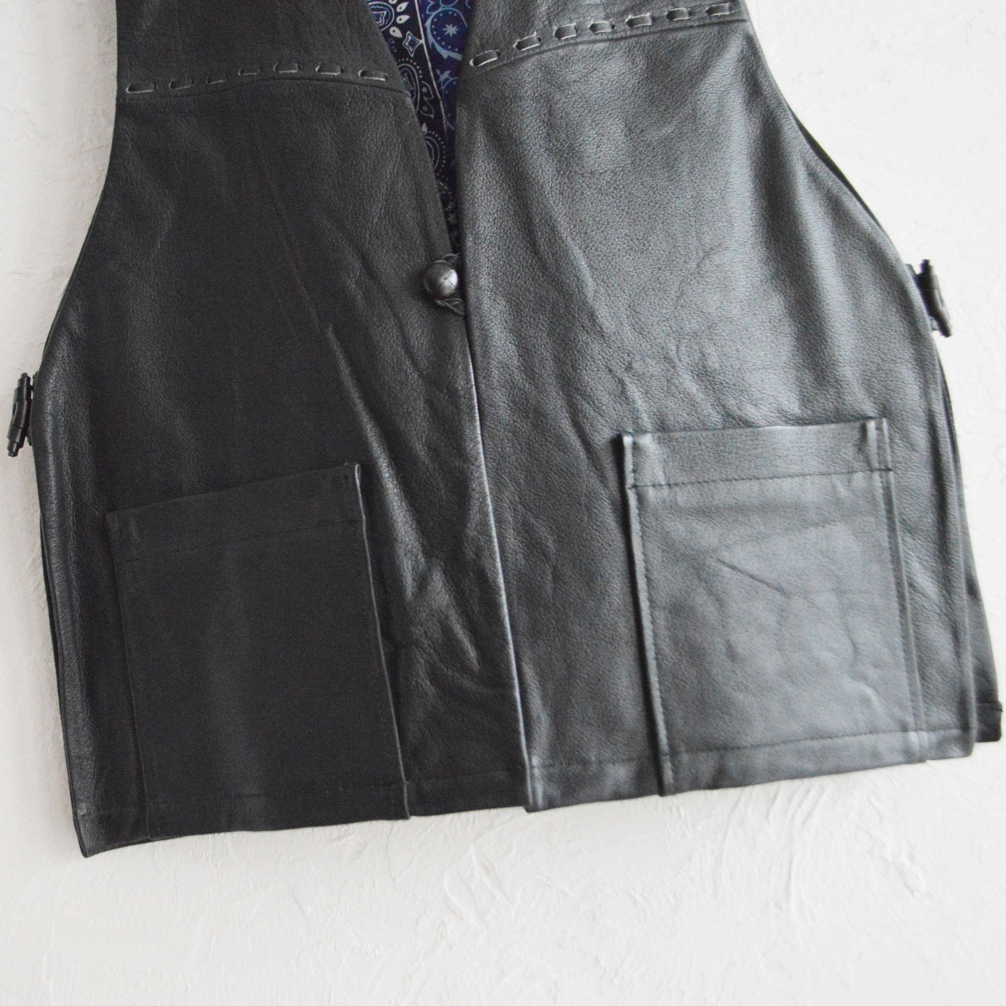 Nasngwam. ナスングワム / PUEBLO LEATHER VEST プエブロベスト Lsize (BLACK ブラック)