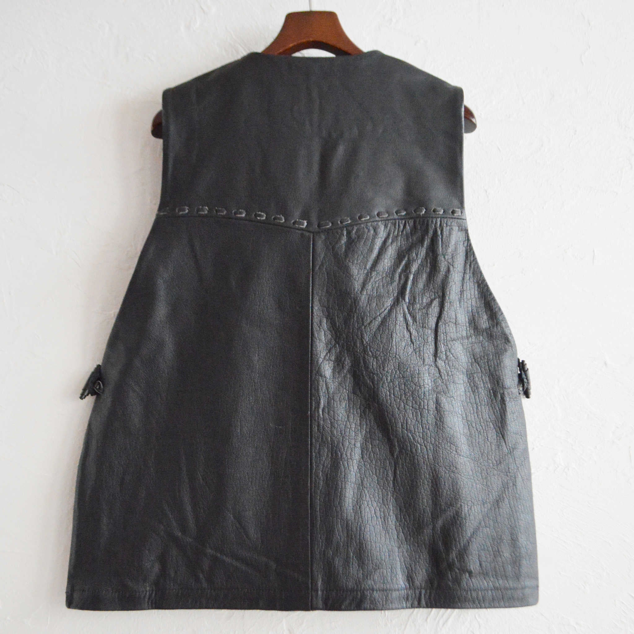 Nasngwam. ナスングワム / PUEBLO LEATHER VEST プエブロベスト Lsize (BLACK ブラック)