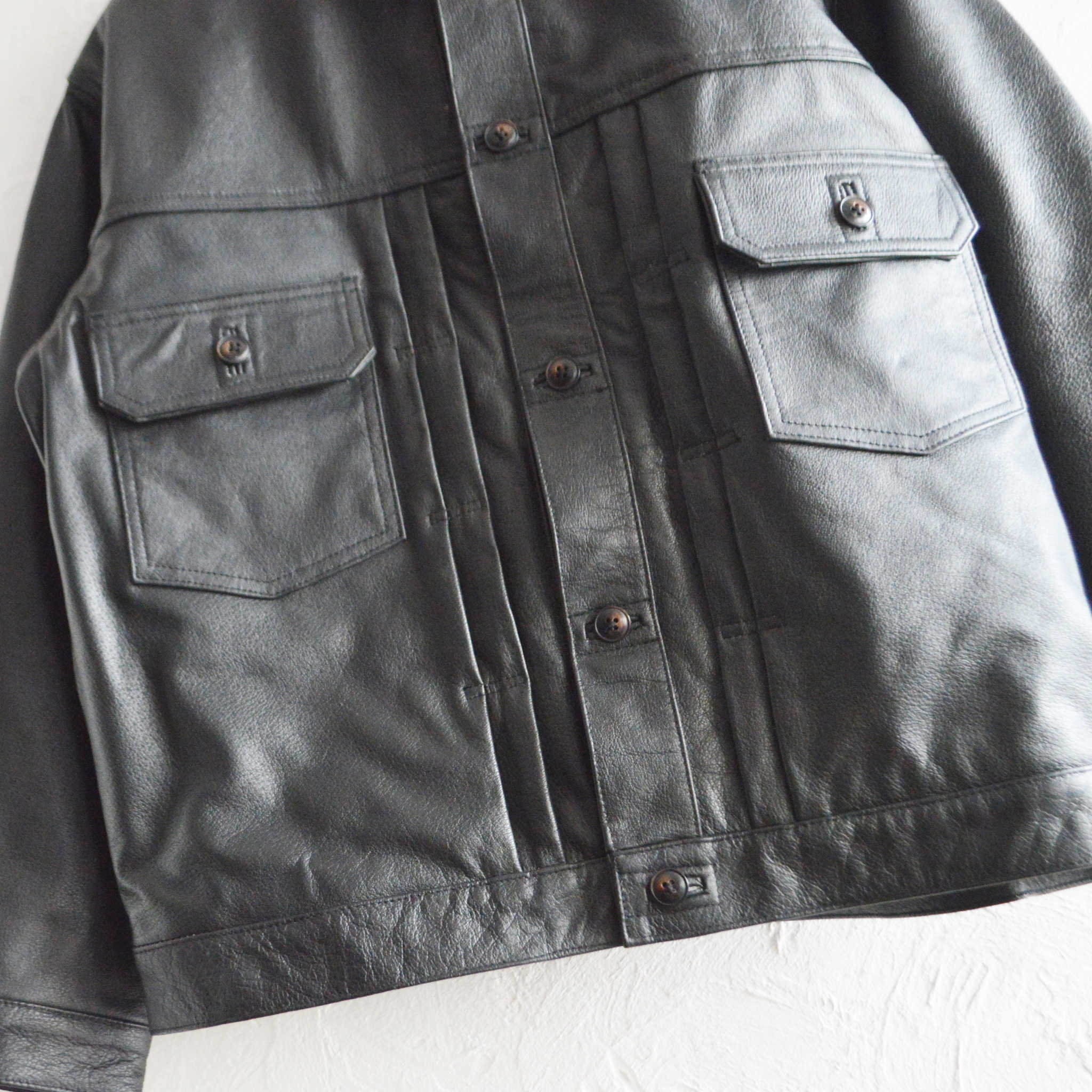 Nasngwam. ナスングワム / ATAVISM LEATHER JACKET アタビズムジャケット Msize (BLACK ブラック)