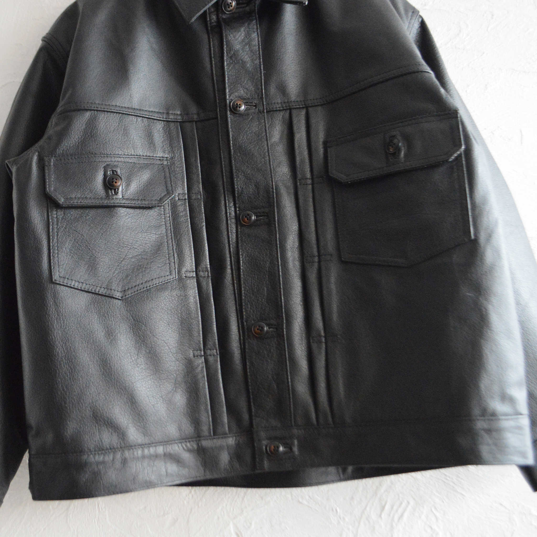 Nasngwam. ナスングワム / ATAVISM LEATHER JACKET アタビズムジャケット Msize (BLACK ブラック)