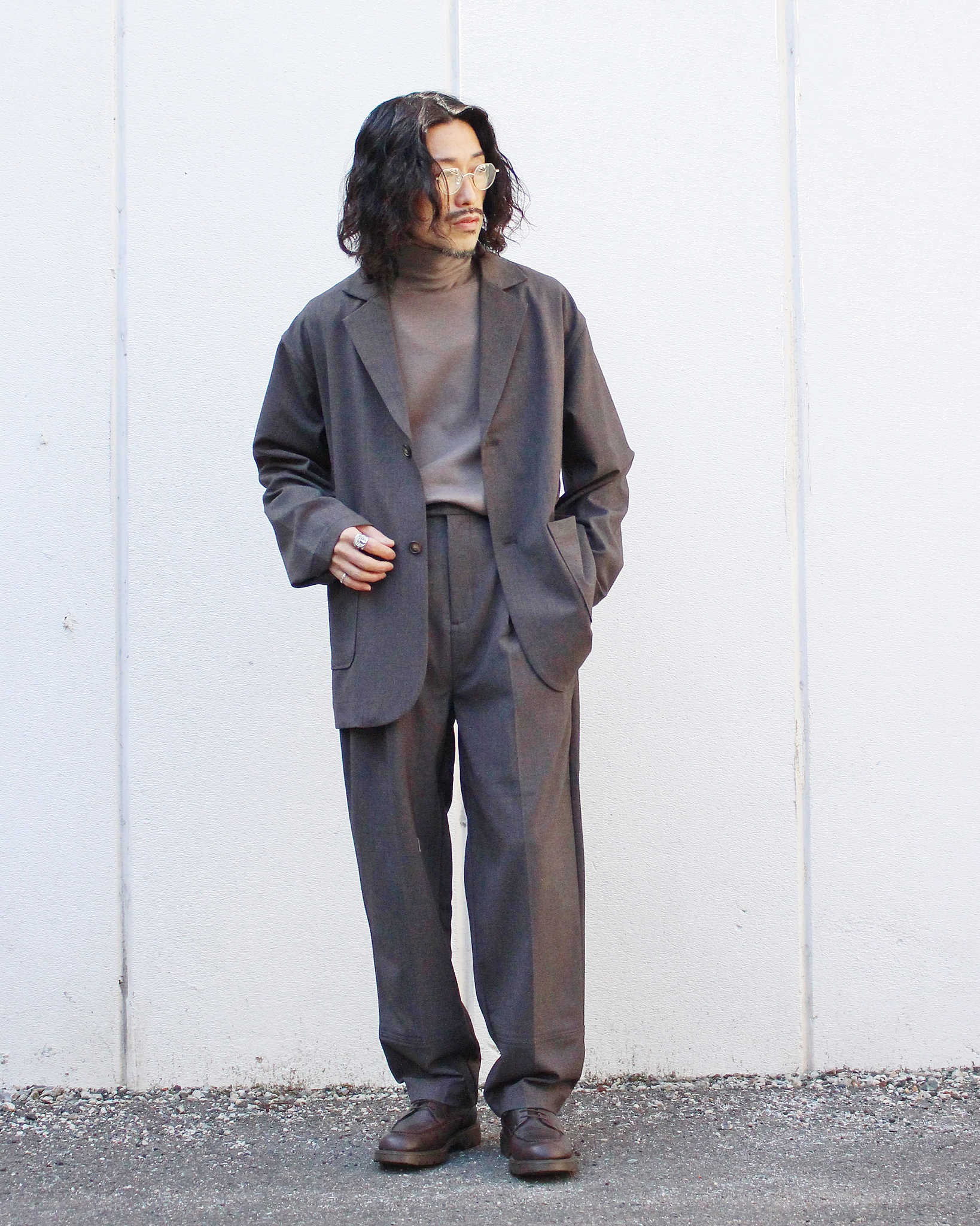 modemdesign モデムデザイン / P/R Tailored Jacket&Easy Trousers セットアップ (BROWN ブラウン)