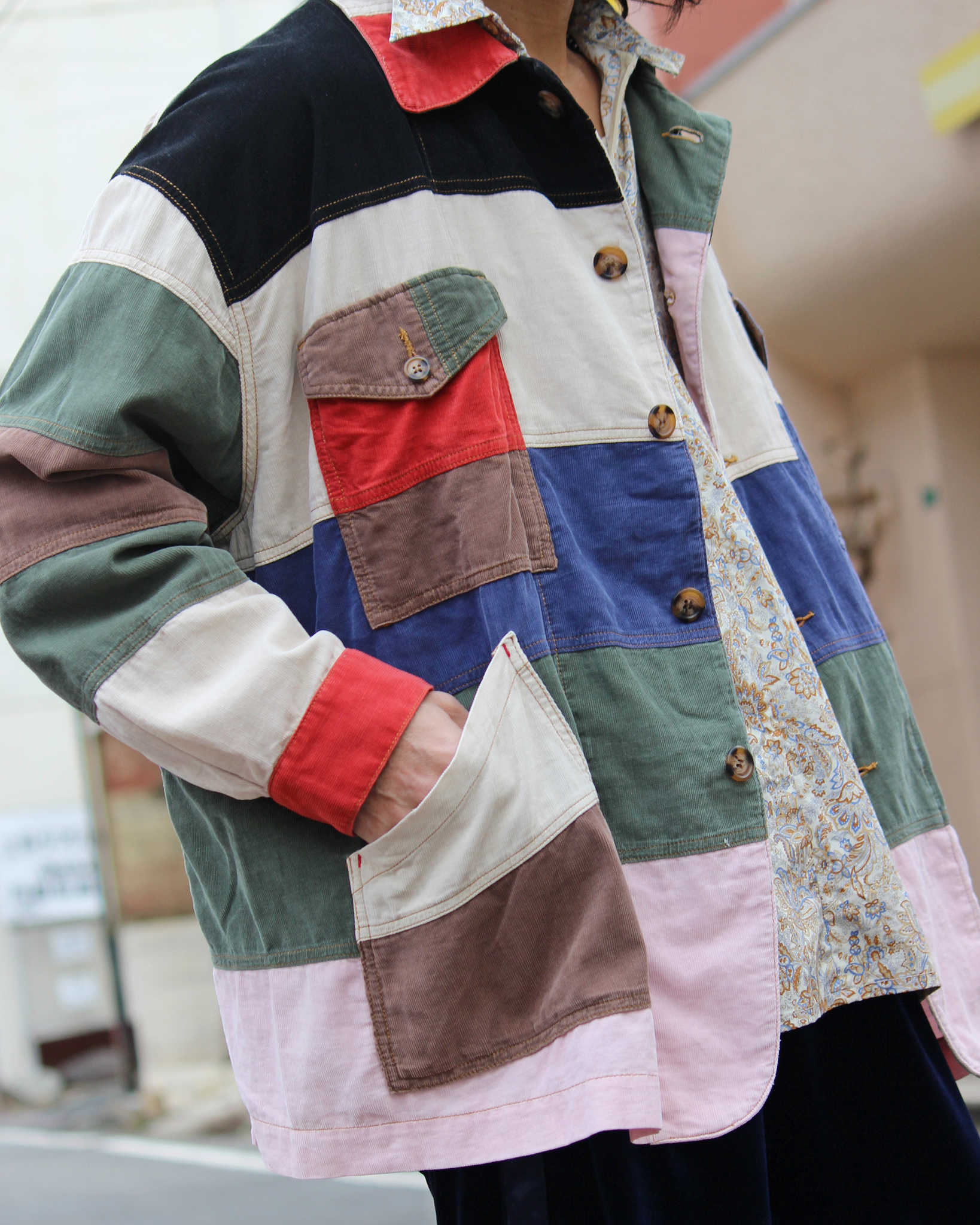 IMPRESTORE インプレストア / David デイビット | 20W courduroy Rainbow Lake JK コーデュロイレインボーレイクジャケット (Border Switching PATCHWORK パッチーワーク)