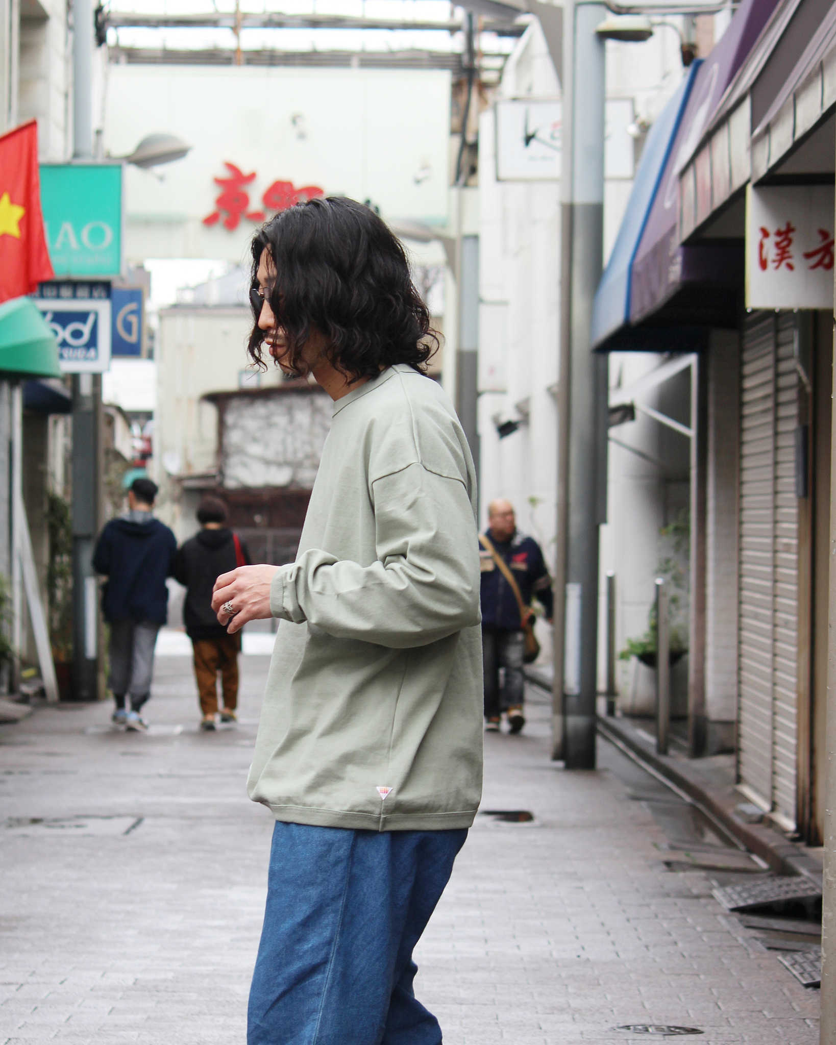 melple メイプル / The American Ringer L/S リンガーロングスリーブティー (SAGE セージ)