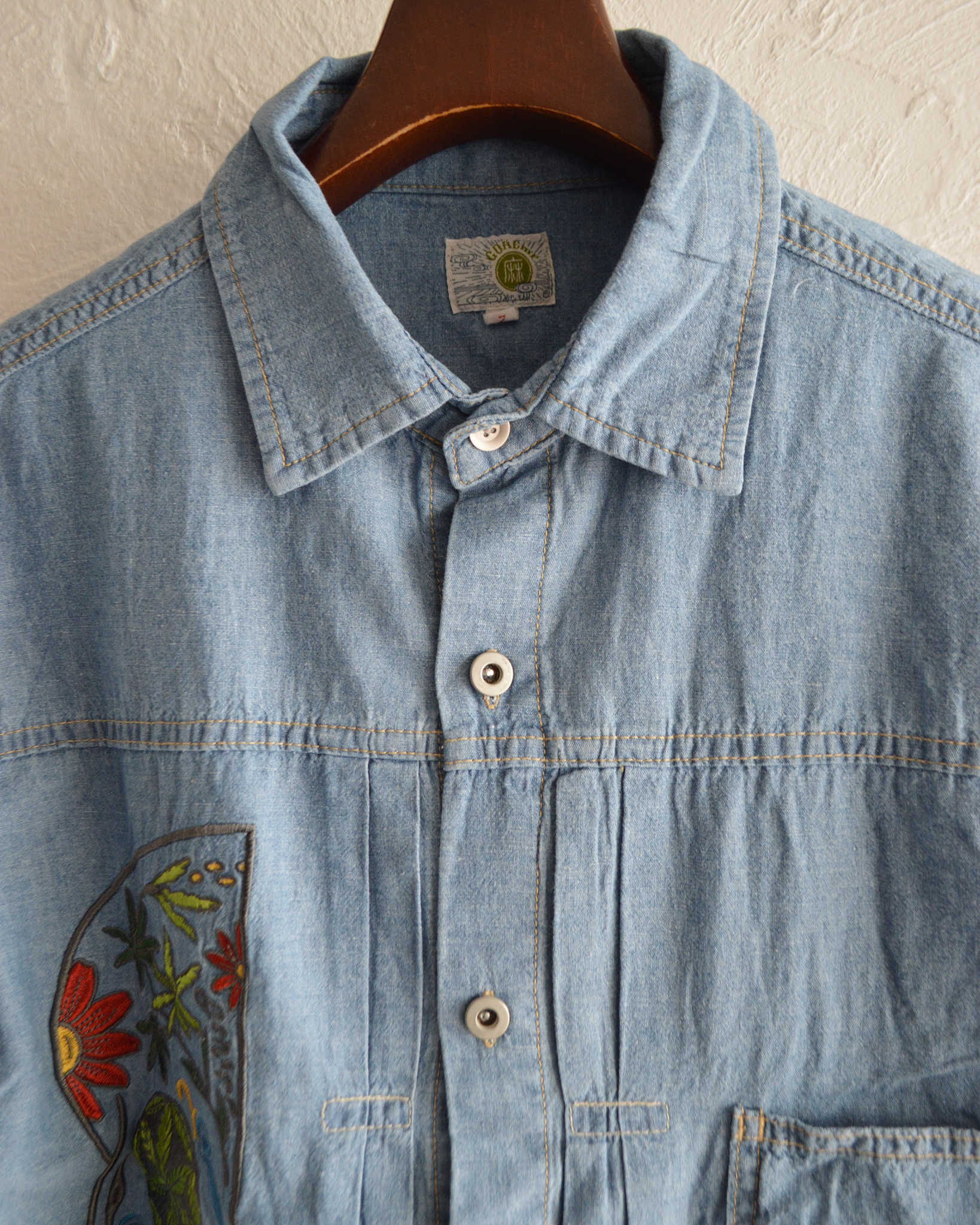 GOHEMP ゴーヘンプ / PLEATS WORK SHIRTS プリーツワークシャツ (BLUE)