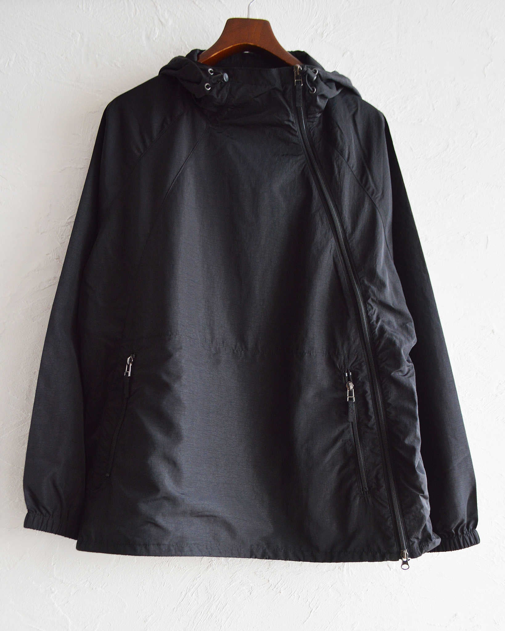 AXESQUIN アクシーズクイーン / NYLON TAFFETA BIAS ZIP JACKET ナイロンタフタバイアスジップジャケット (BLACK ブラック)