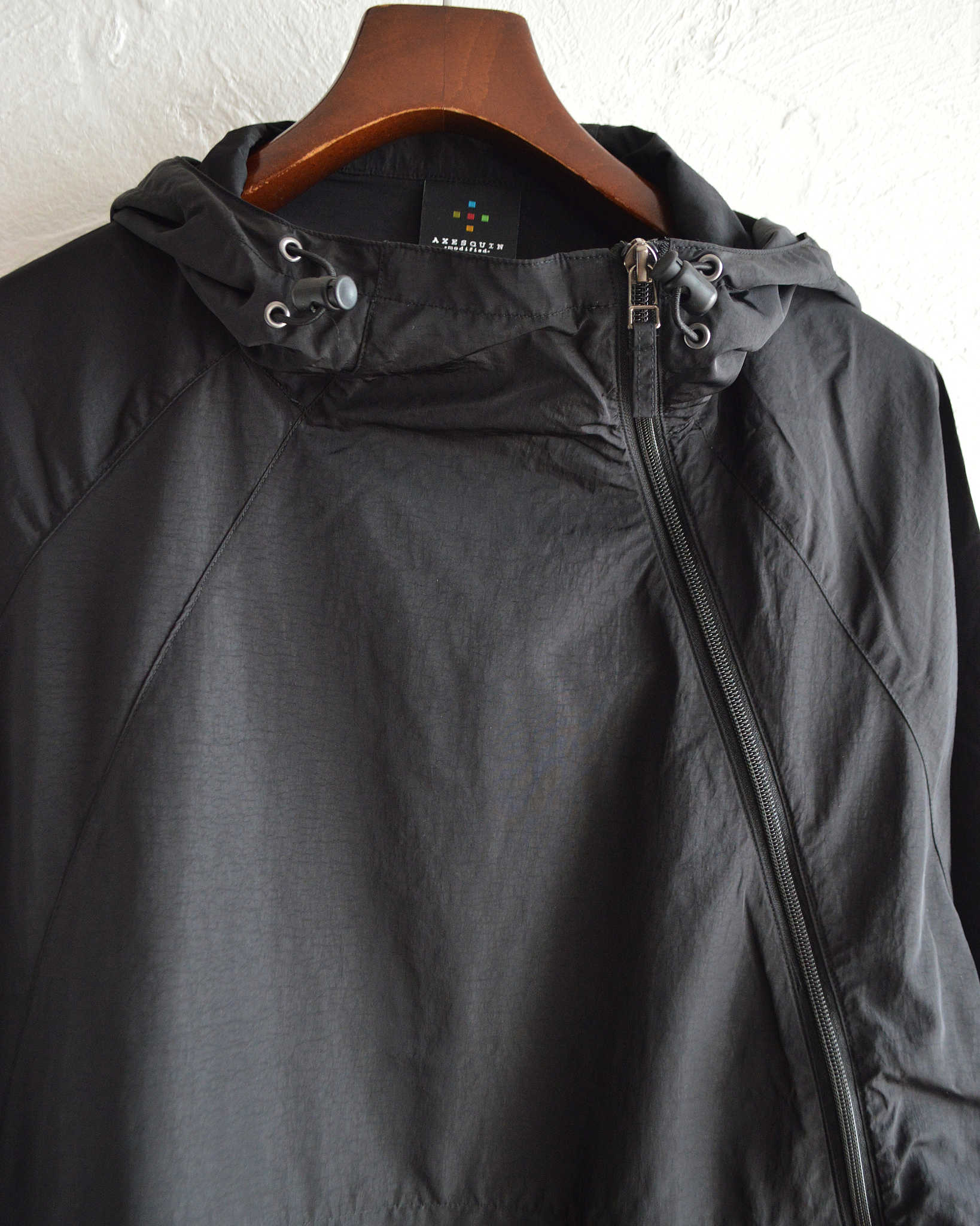 AXESQUIN アクシーズクイーン / NYLON TAFFETA BIAS ZIP JACKET ナイロンタフタバイアスジップジャケット (BLACK ブラック)