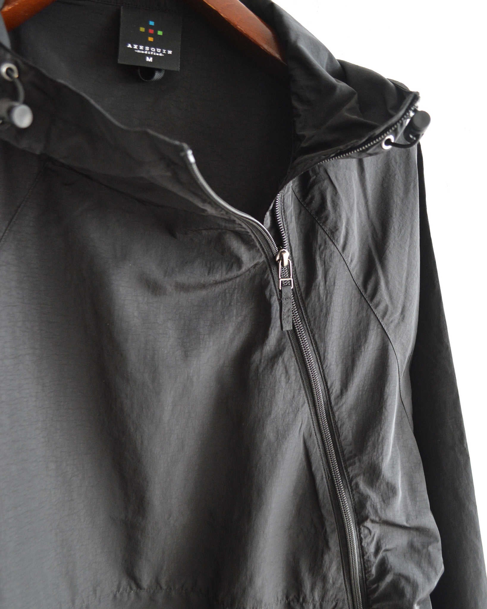 AXESQUIN アクシーズクイーン / NYLON TAFFETA BIAS ZIP JACKET ナイロンタフタバイアスジップジャケット (BLACK ブラック)
