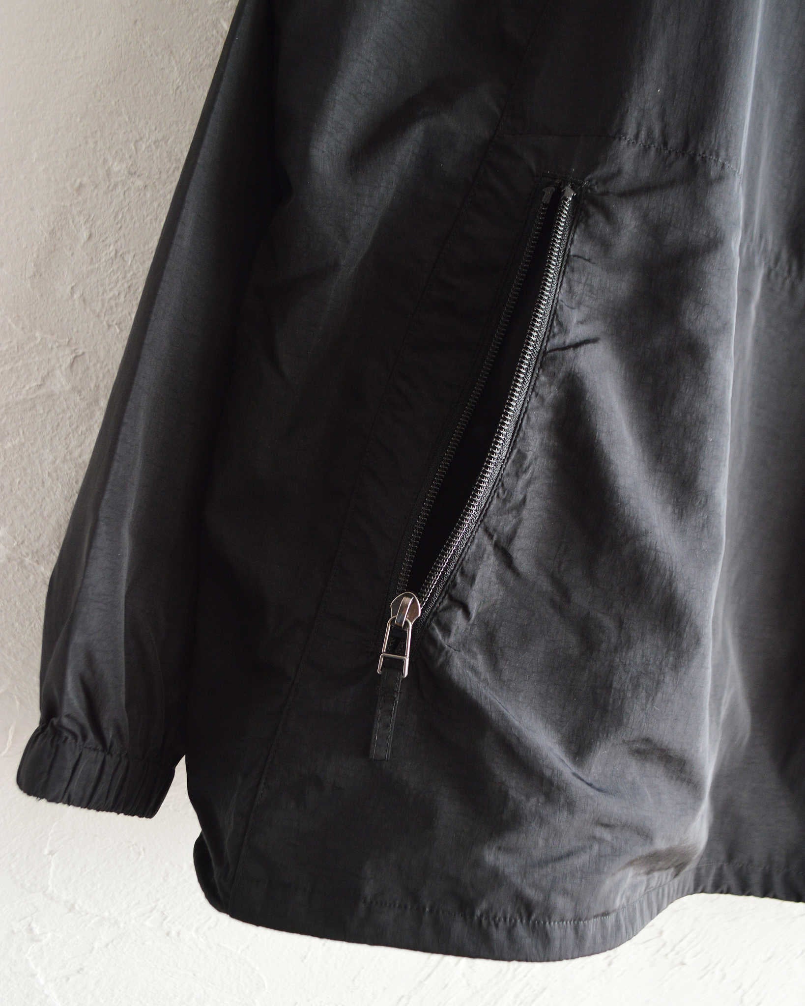 AXESQUIN アクシーズクイーン / NYLON TAFFETA BIAS ZIP JACKET ナイロンタフタバイアスジップジャケット (BLACK ブラック)