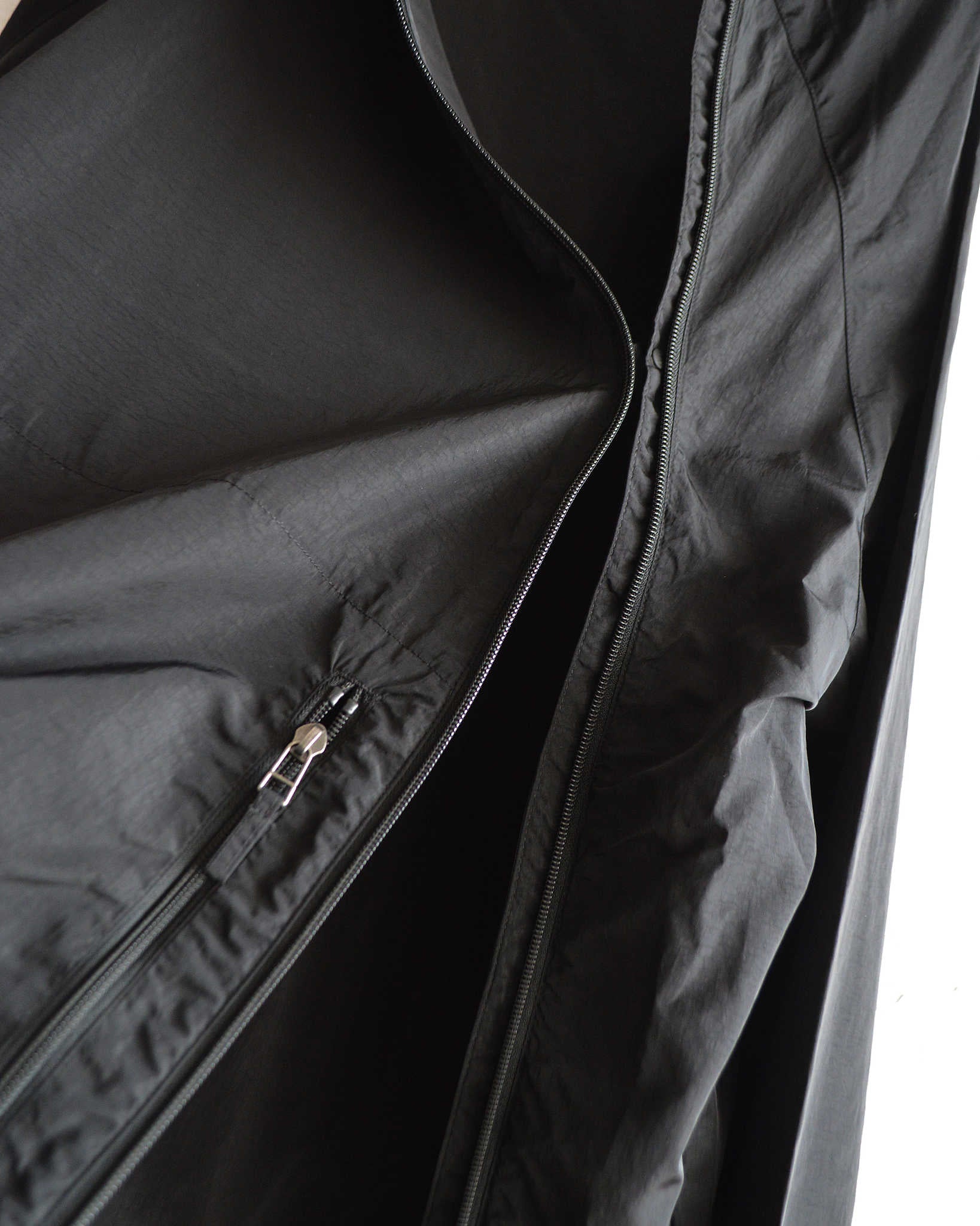 AXESQUIN アクシーズクイーン / NYLON TAFFETA BIAS ZIP JACKET ナイロンタフタバイアスジップジャケット (BLACK ブラック)