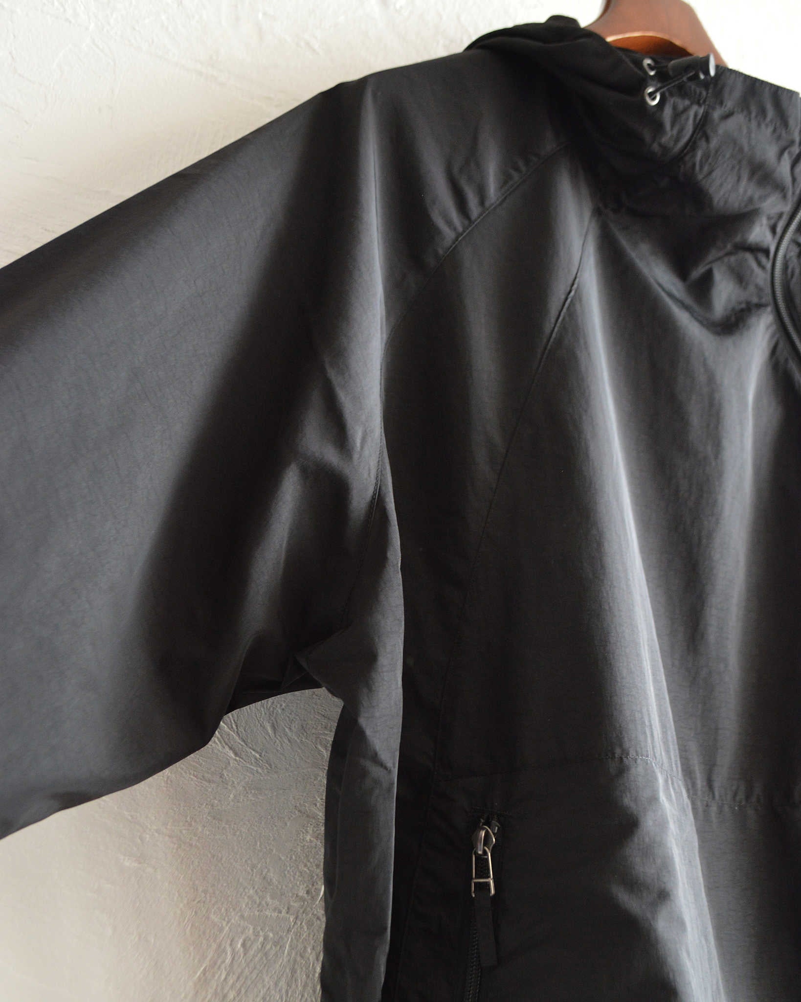 AXESQUIN アクシーズクイーン / NYLON TAFFETA BIAS ZIP JACKET ナイロンタフタバイアスジップジャケット (BLACK ブラック)