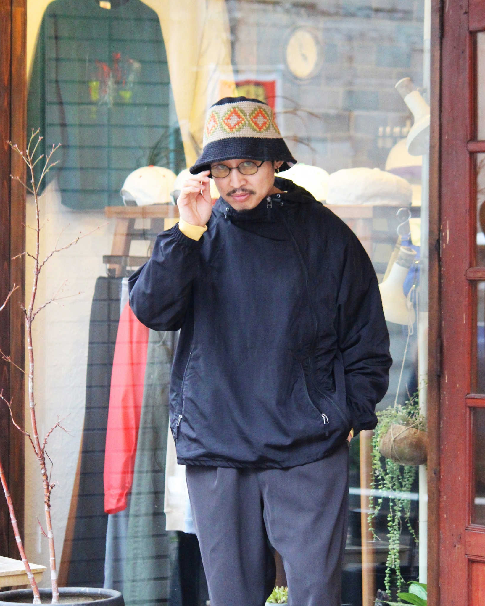 AXESQUIN アクシーズクイーン / NYLON TAFFETA BIAS ZIP JACKET ナイロンタフタバイアスジップジャケット (BLACK ブラック)