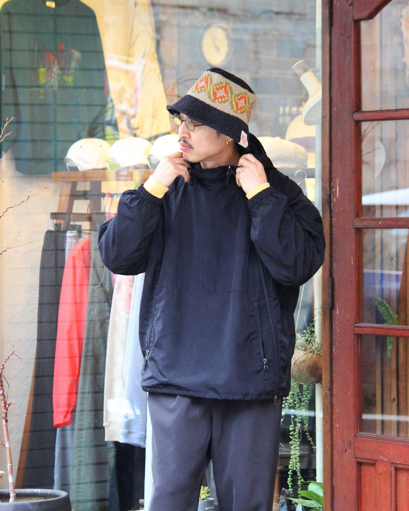 AXESQUIN アクシーズクイーン / NYLON TAFFETA BIAS ZIP JACKET ナイロンタフタバイアスジップジャケット (BLACK ブラック)