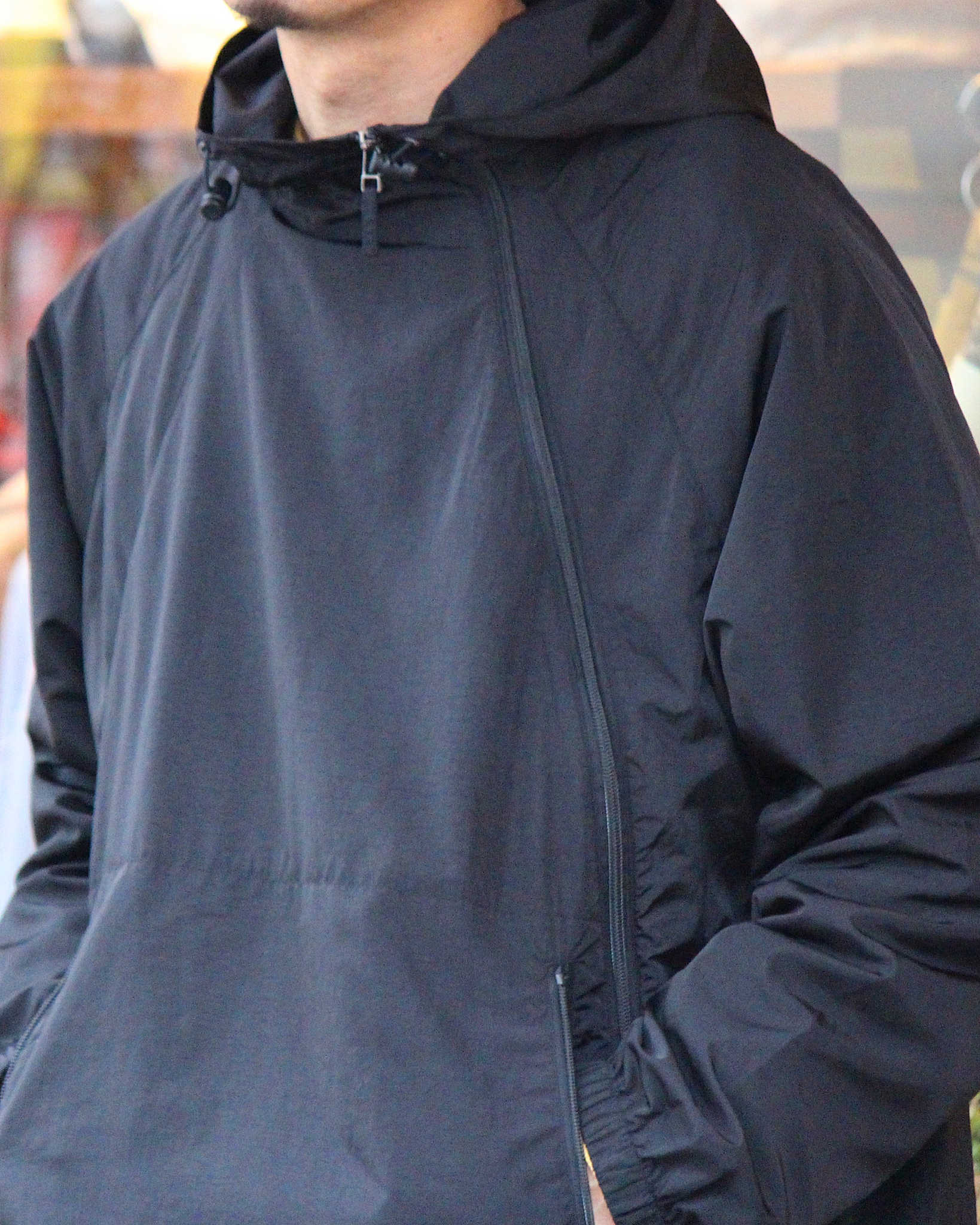 AXESQUIN アクシーズクイーン / NYLON TAFFETA BIAS ZIP JACKET ナイロンタフタバイアスジップジャケット (BLACK ブラック)