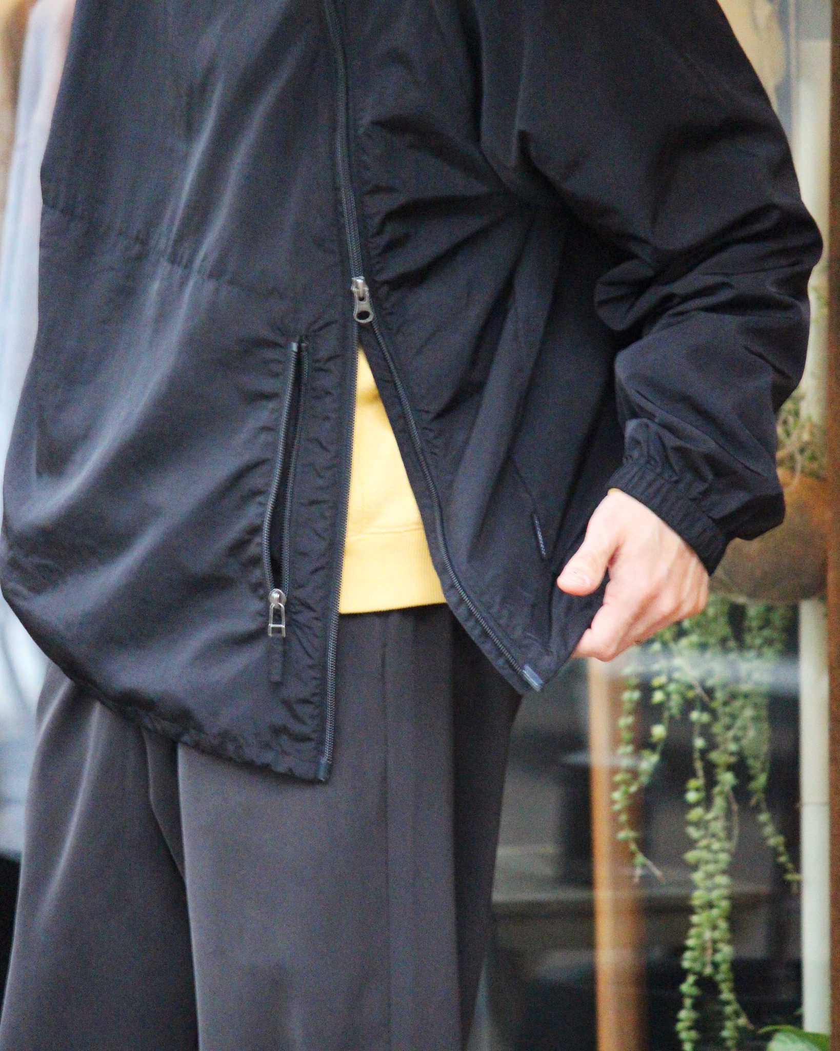 AXESQUIN アクシーズクイーン / NYLON TAFFETA BIAS ZIP JACKET ナイロンタフタバイアスジップジャケット (BLACK ブラック)