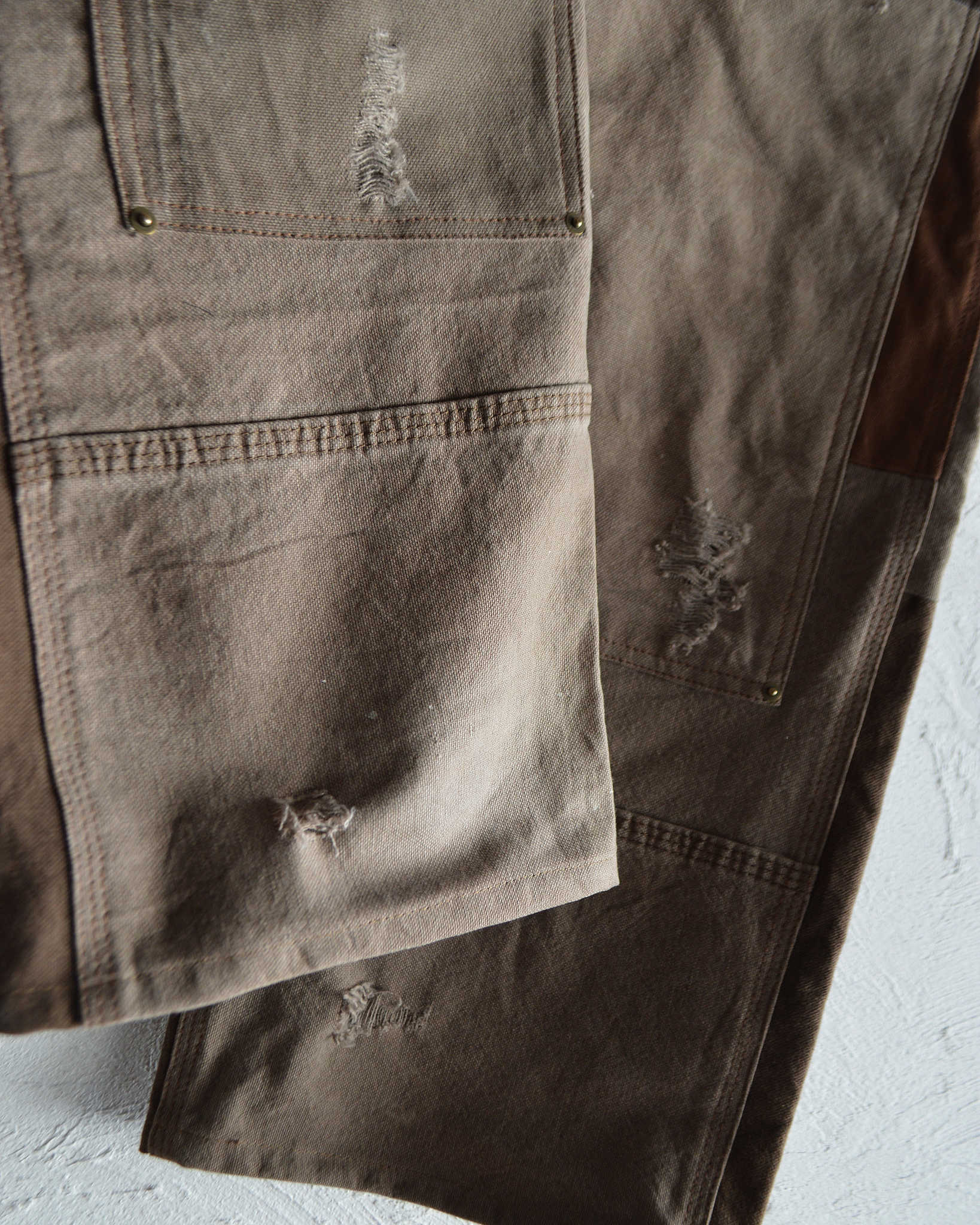 Nasngwam. ナスングワム / DAMAGE DOUBLE KNEE PANTS ダメージダブルニーパンツ Lsize (BROWN ブラウン)