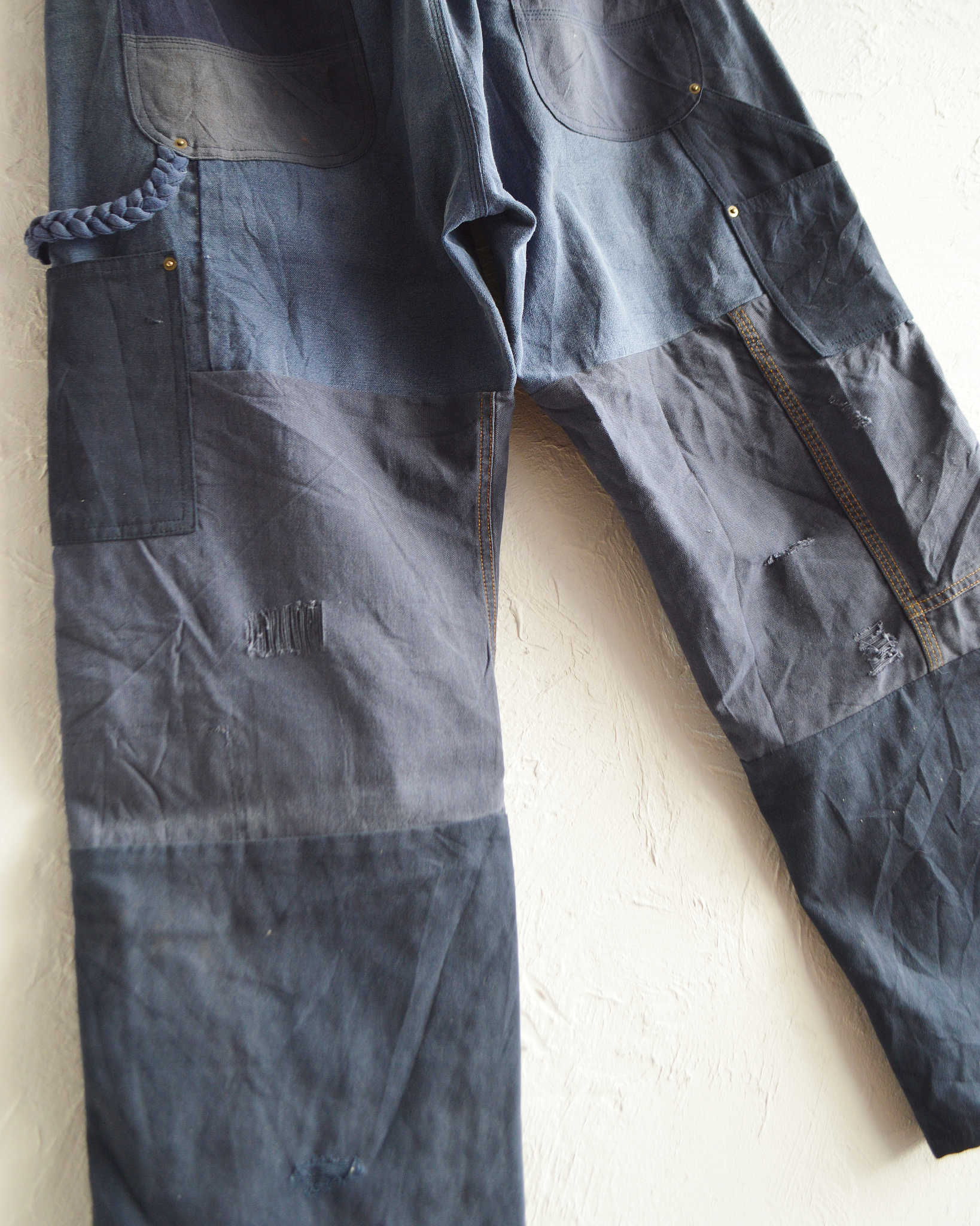 Nasngwam. ナスングワム / DAMAGE DOUBLE KNEE PANTS ダメージダブルニーパンツ Lsize (NAVY ネイビー)