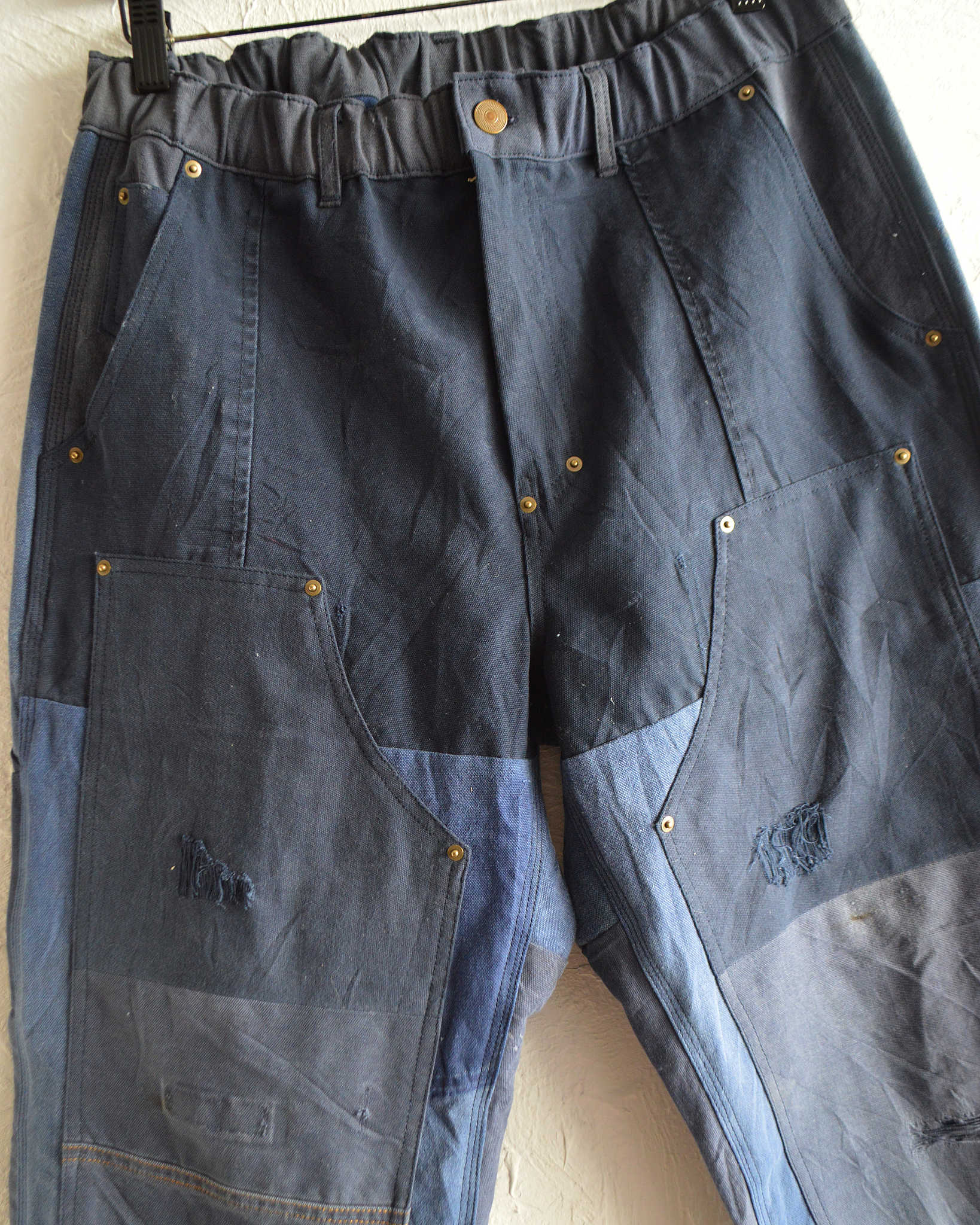 Nasngwam. ナスングワム / DAMAGE DOUBLE KNEE PANTS ダメージダブルニーパンツ Lsize (NAVY ネイビー)