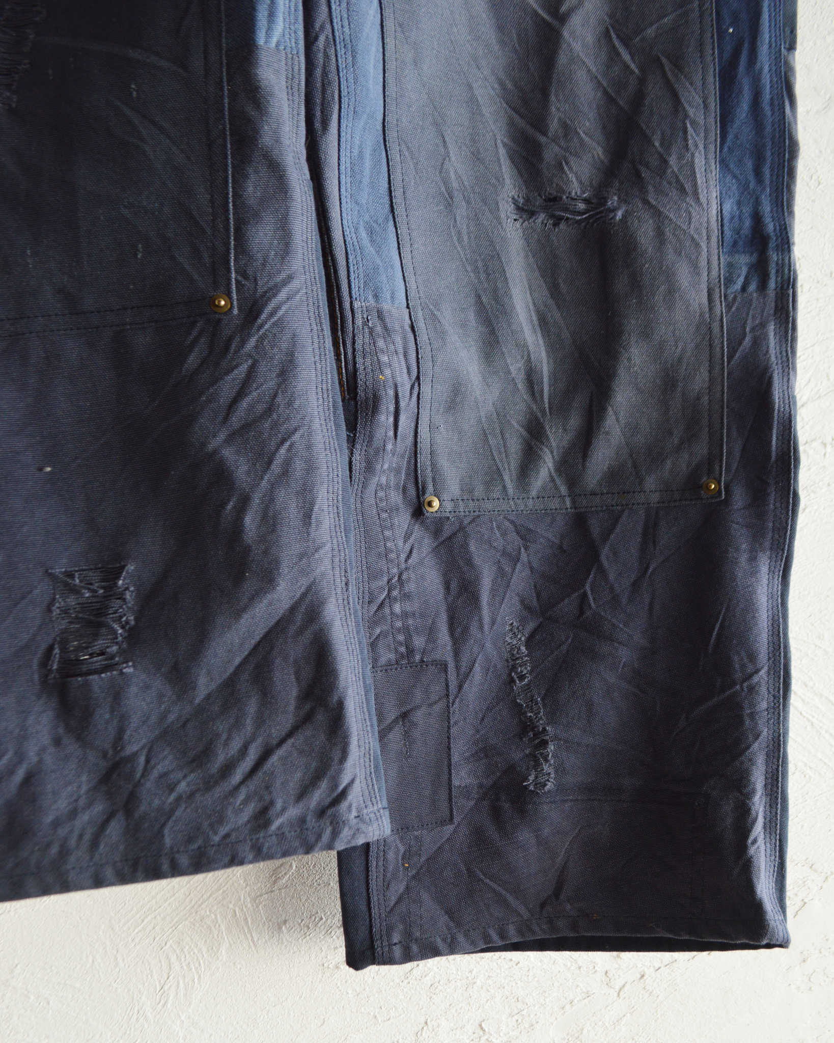 Nasngwam. ナスングワム / DAMAGE DOUBLE KNEE PANTS ダメージダブルニーパンツ Lsize (NAVY ネイビー)