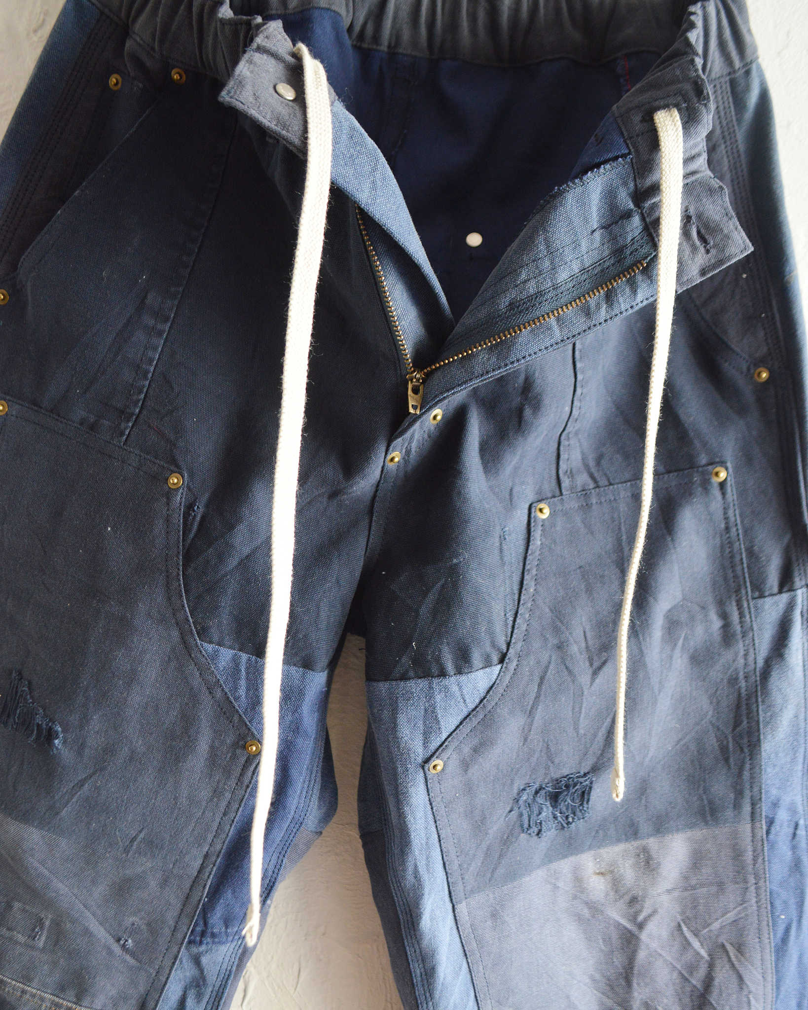 Nasngwam. ナスングワム / DAMAGE DOUBLE KNEE PANTS ダメージダブルニーパンツ Lsize (NAVY ネイビー)