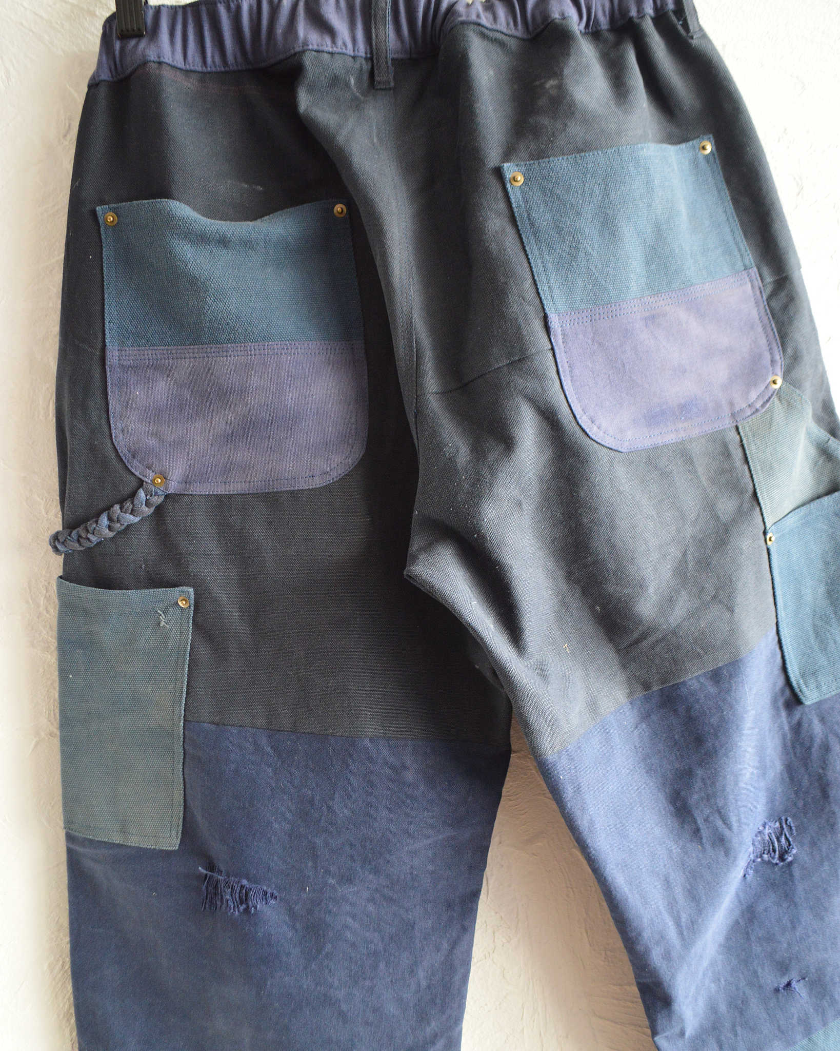 Nasngwam. ナスングワム / DAMAGE DOUBLE KNEE PANTS ダメージダブルニーパンツ Lsize (NAVY ネイビー)