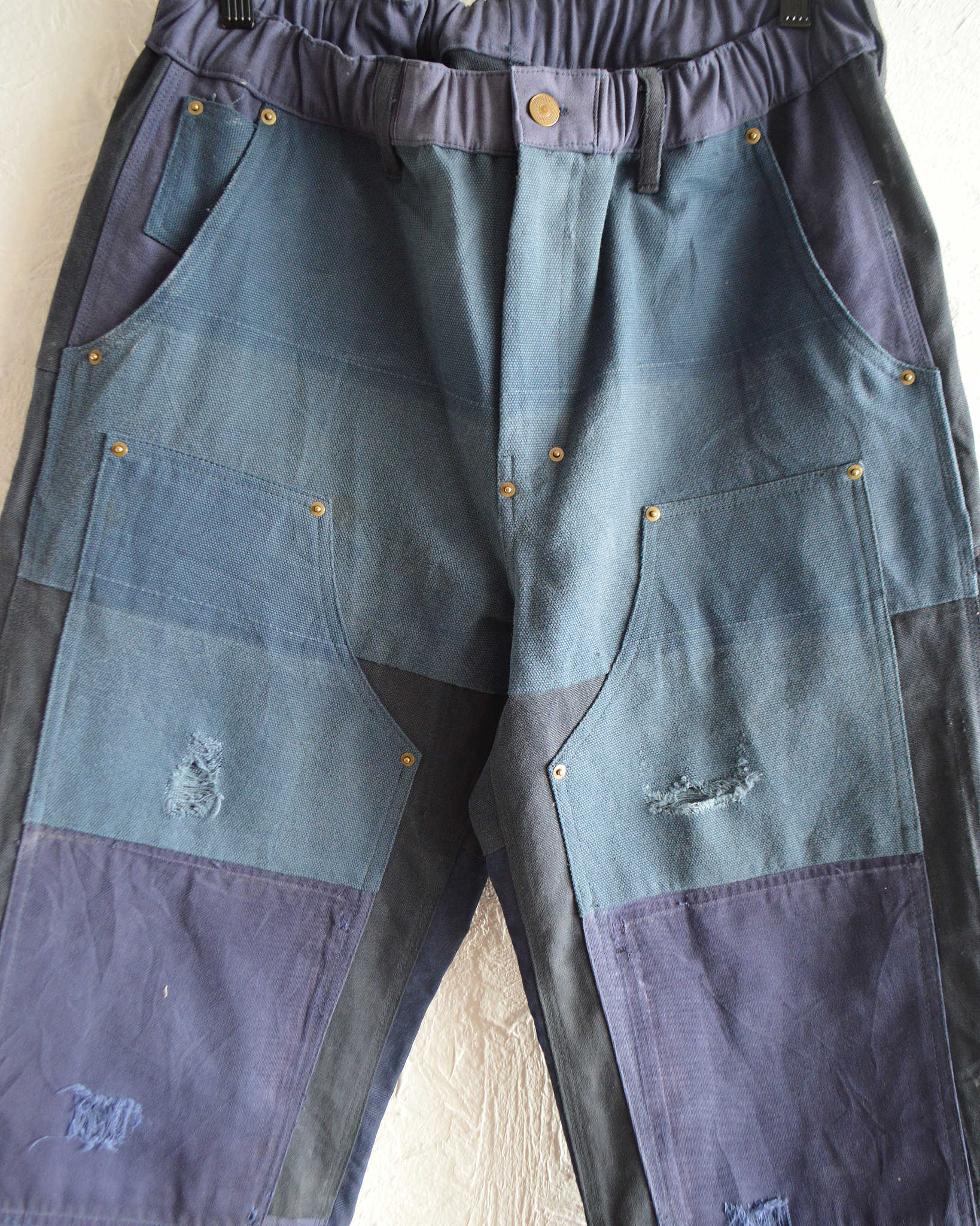 Nasngwam. ナスングワム / DAMAGE DOUBLE KNEE PANTS ダメージダブルニーパンツ Lsize (NAVY ネイビー)