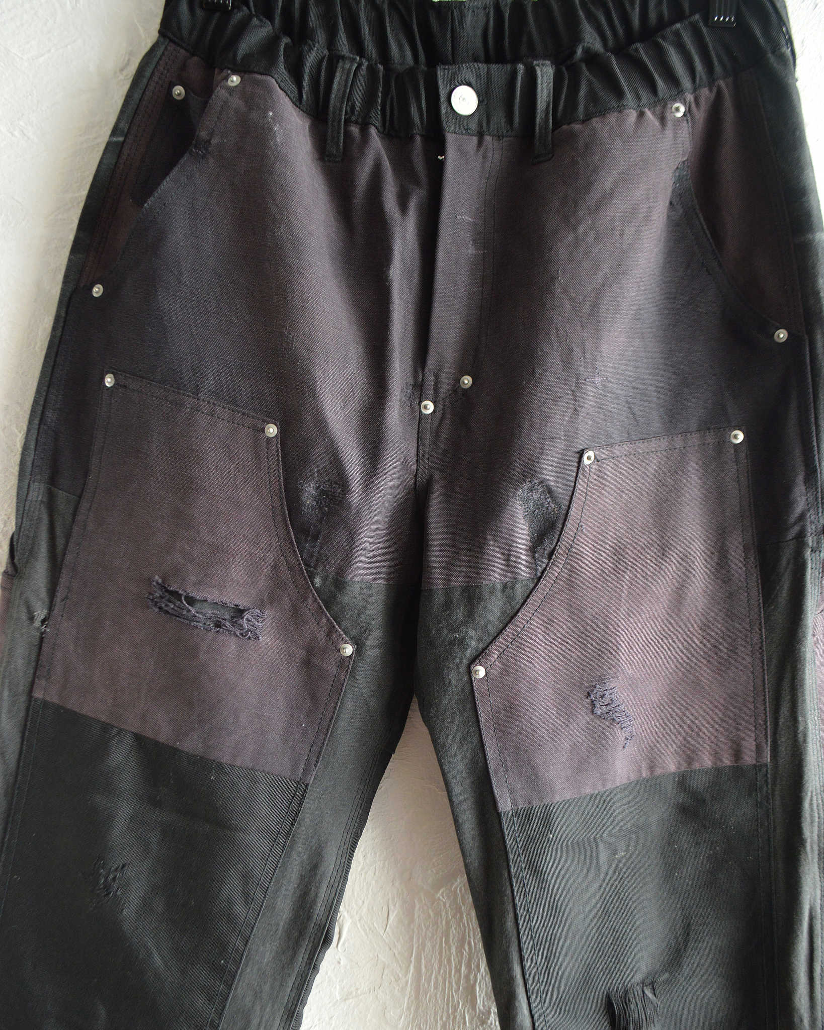 Nasngwam. ナスングワム / DAMAGE DOUBLE KNEE PANTS ダメージダブルニーパンツ Lsize (BLACK ブラック)