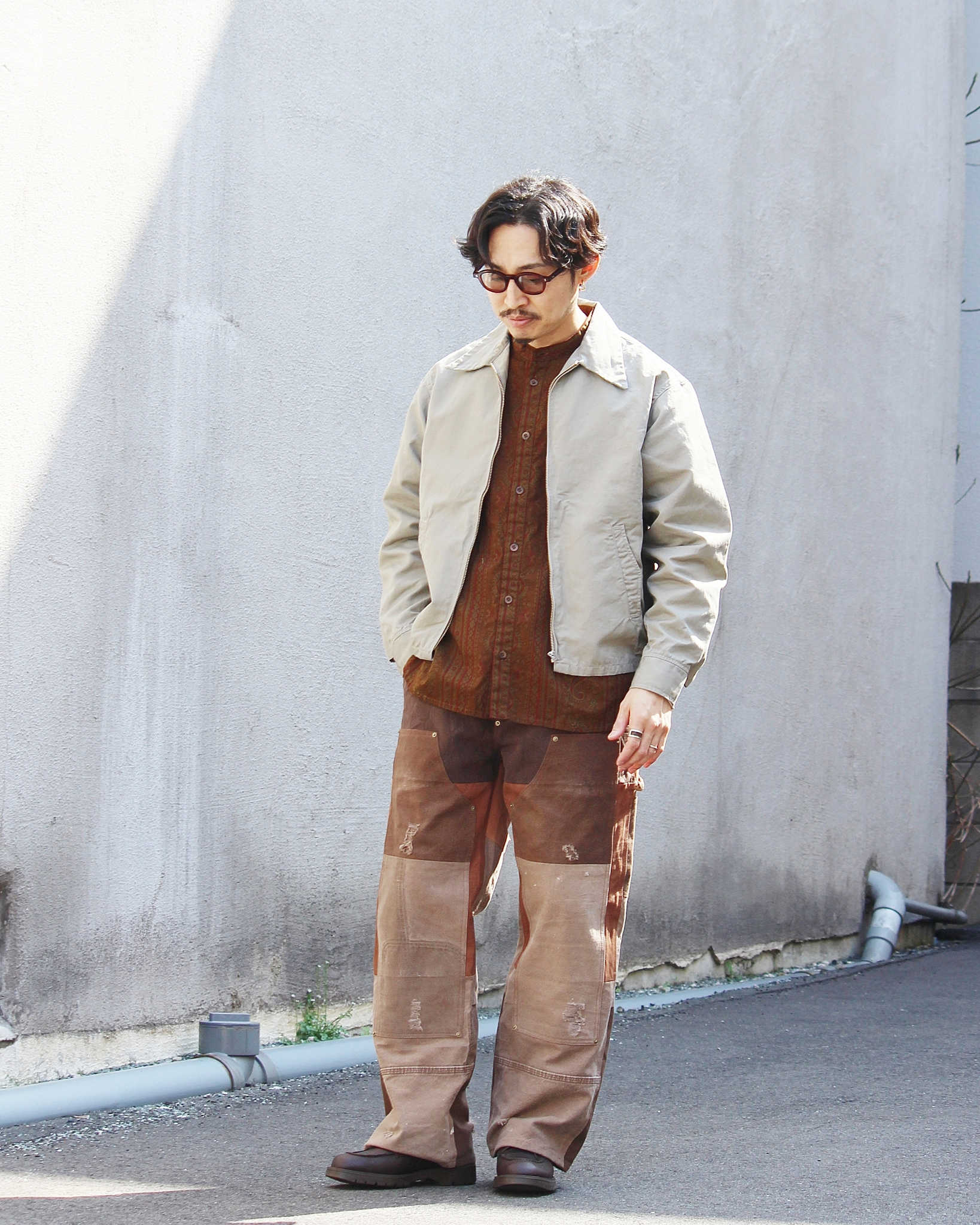 Nasngwam. ナスングワム / DAMAGE DOUBLE KNEE PANTS ダメージダブルニーパンツ Lsize (BROWN ブラウン)