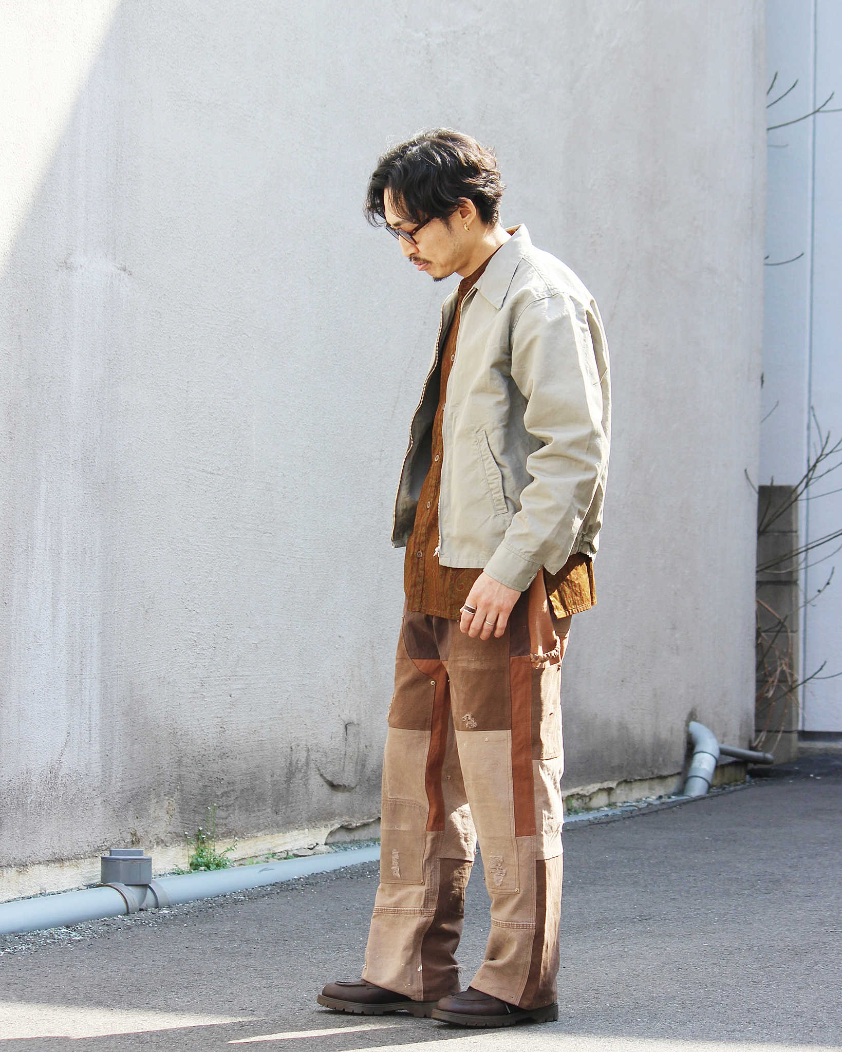Nasngwam. ナスングワム / DAMAGE DOUBLE KNEE PANTS ダメージダブルニーパンツ Lsize (BROWN ブラウン)