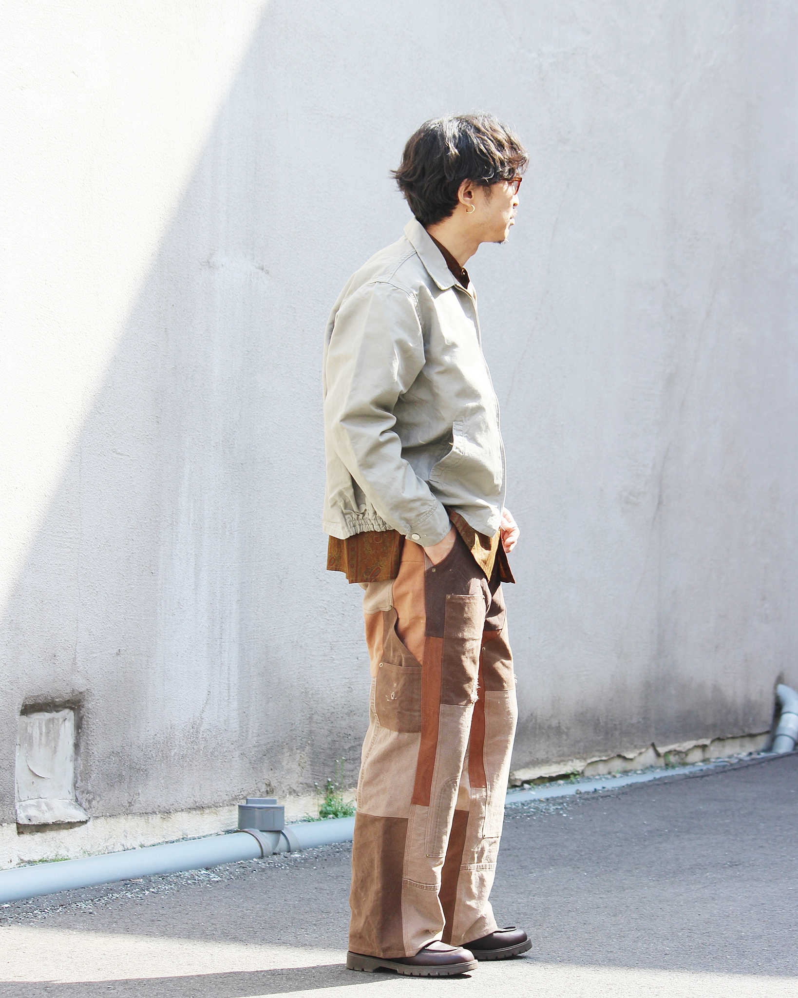 Nasngwam. ナスングワム / DAMAGE DOUBLE KNEE PANTS ダメージダブルニーパンツ Lsize (BROWN ブラウン)