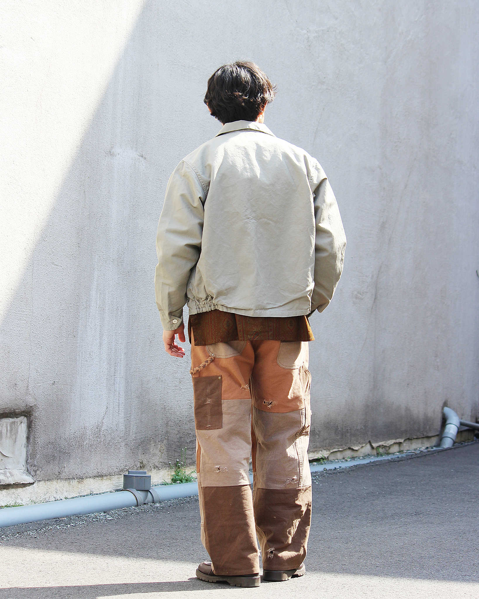 Nasngwam. ナスングワム / DAMAGE DOUBLE KNEE PANTS ダメージダブルニーパンツ Lsize (BROWN ブラウン)