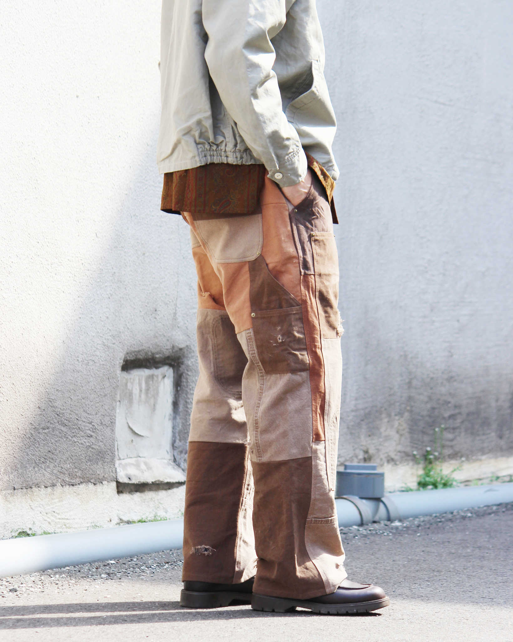 Nasngwam. ナスングワム / DAMAGE DOUBLE KNEE PANTS ダメージダブルニーパンツ Lsize (BROWN ブラウン)