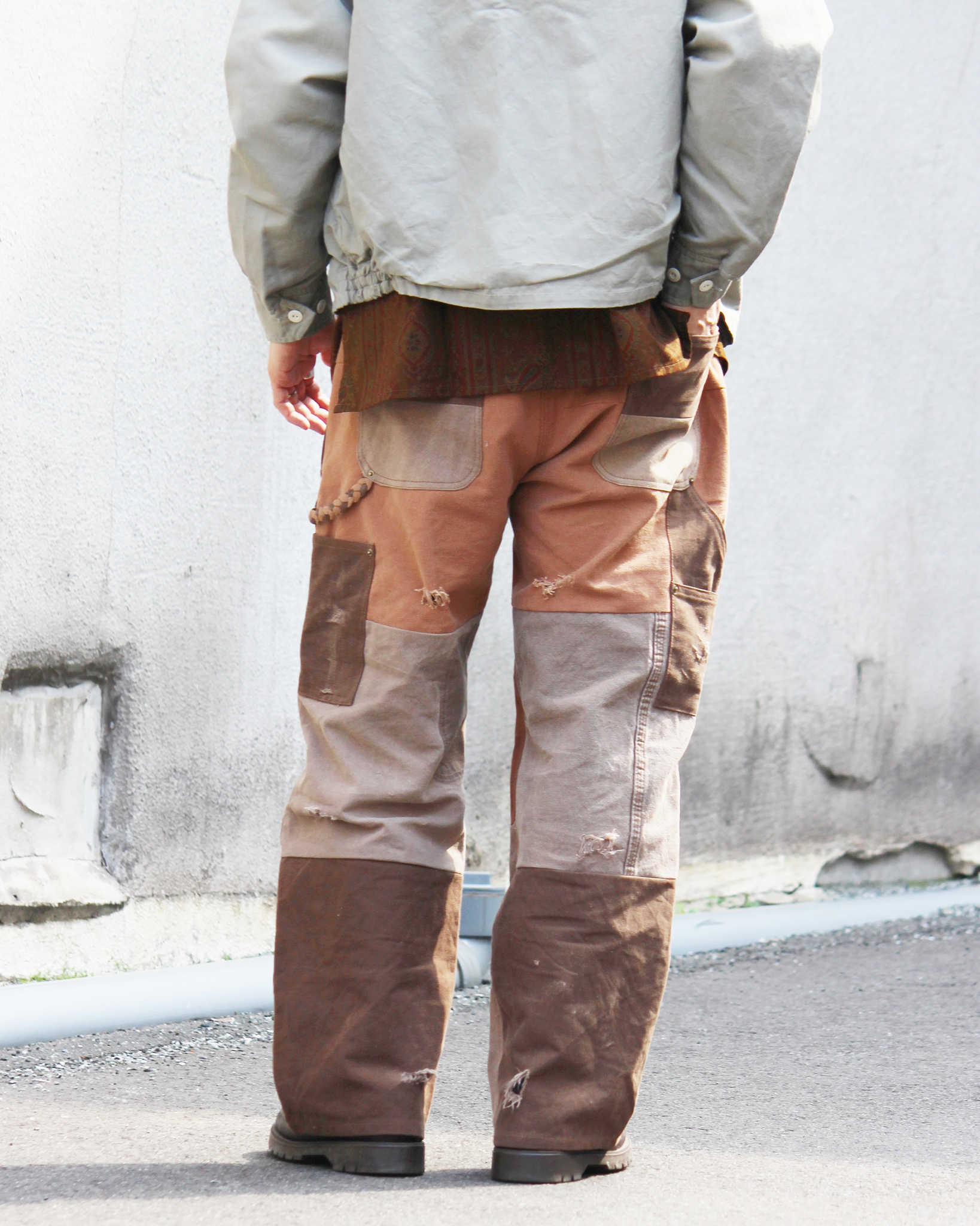 Nasngwam. ナスングワム / DAMAGE DOUBLE KNEE PANTS ダメージダブルニーパンツ Lsize (BROWN ブラウン)