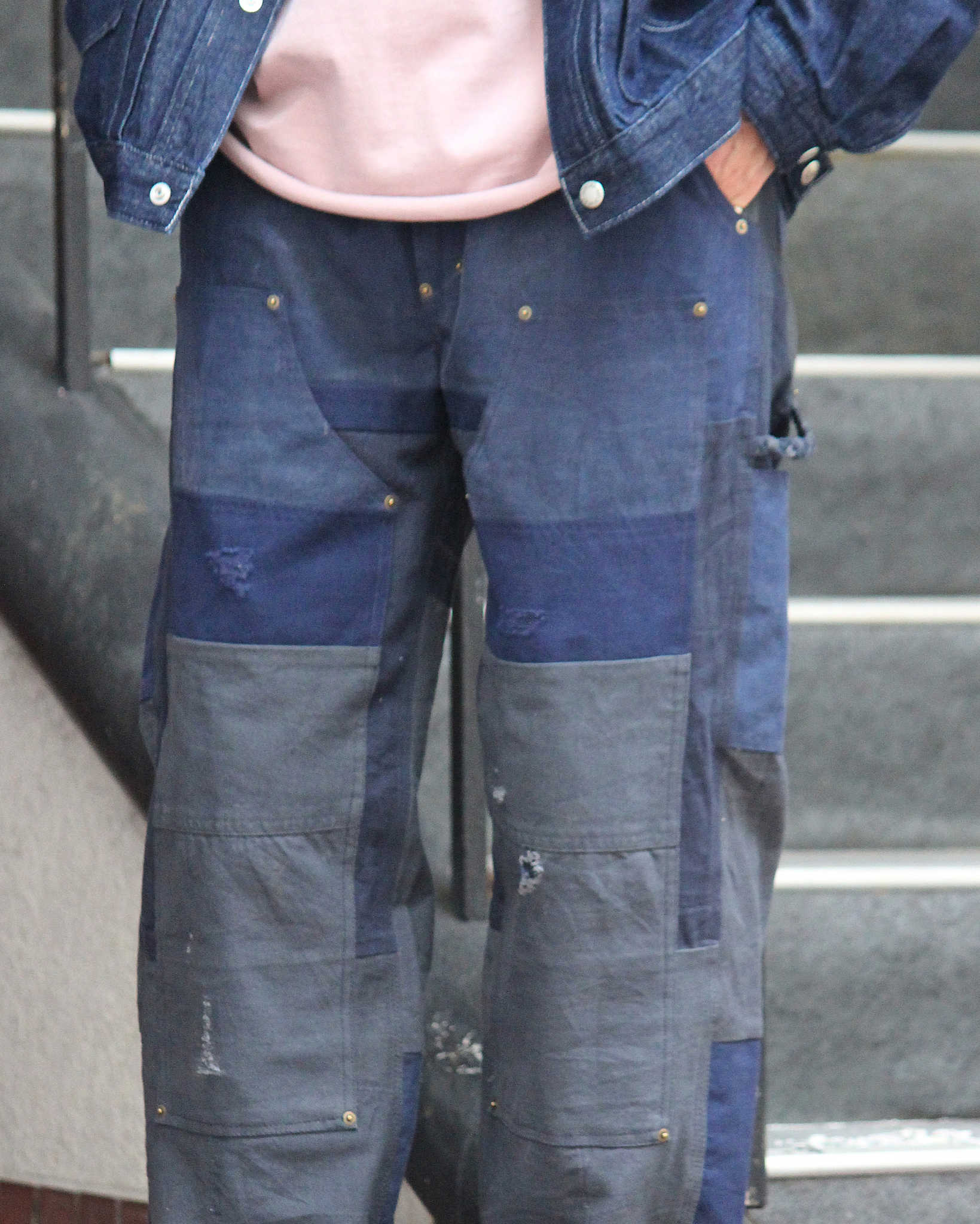 Nasngwam. ナスングワム / DAMAGE DOUBLE KNEE PANTS ダメージダブルニーパンツ Msize (NAVY ネイビー)