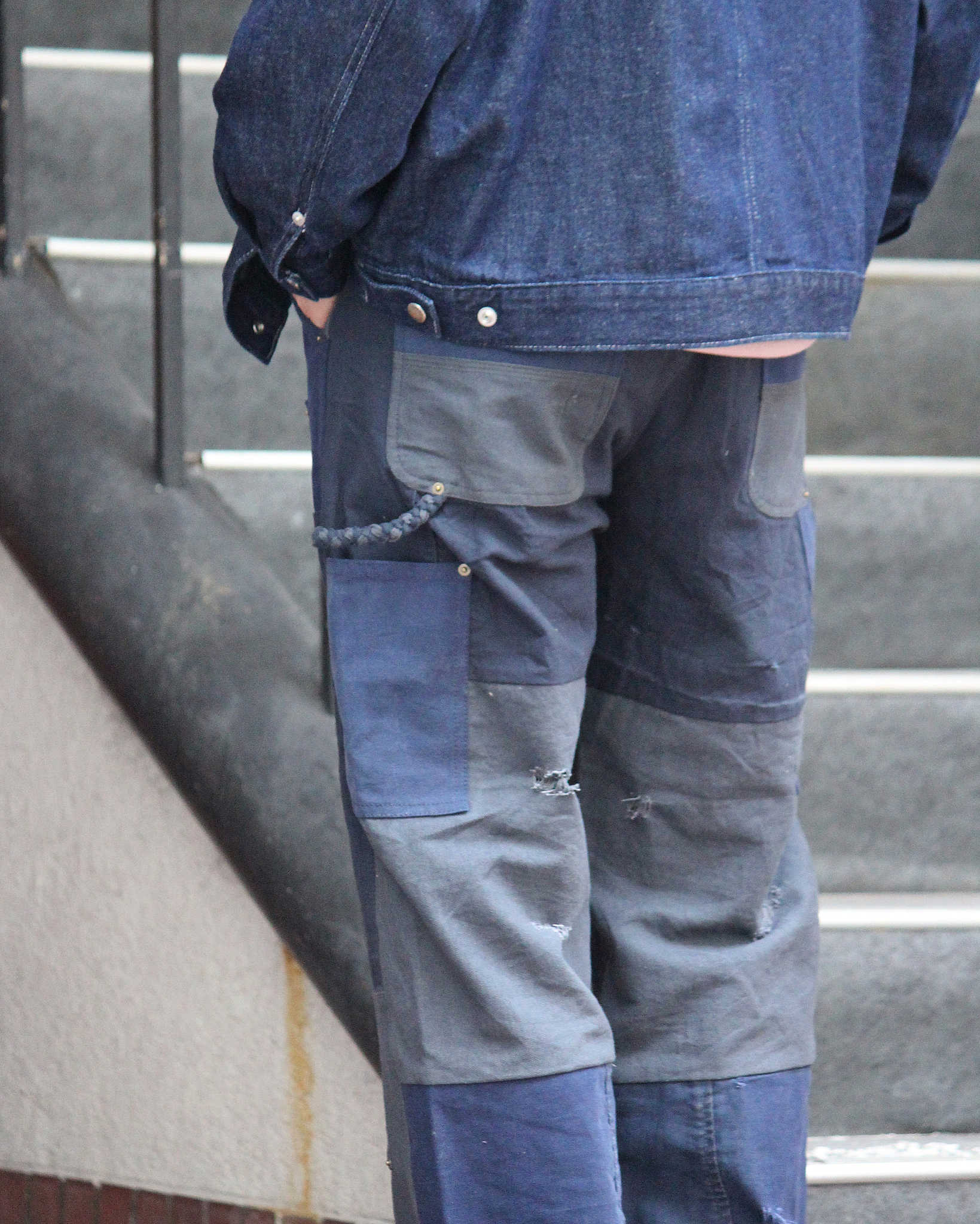 Nasngwam. ナスングワム / DAMAGE DOUBLE KNEE PANTS ダメージダブルニーパンツ Msize (NAVY ネイビー)