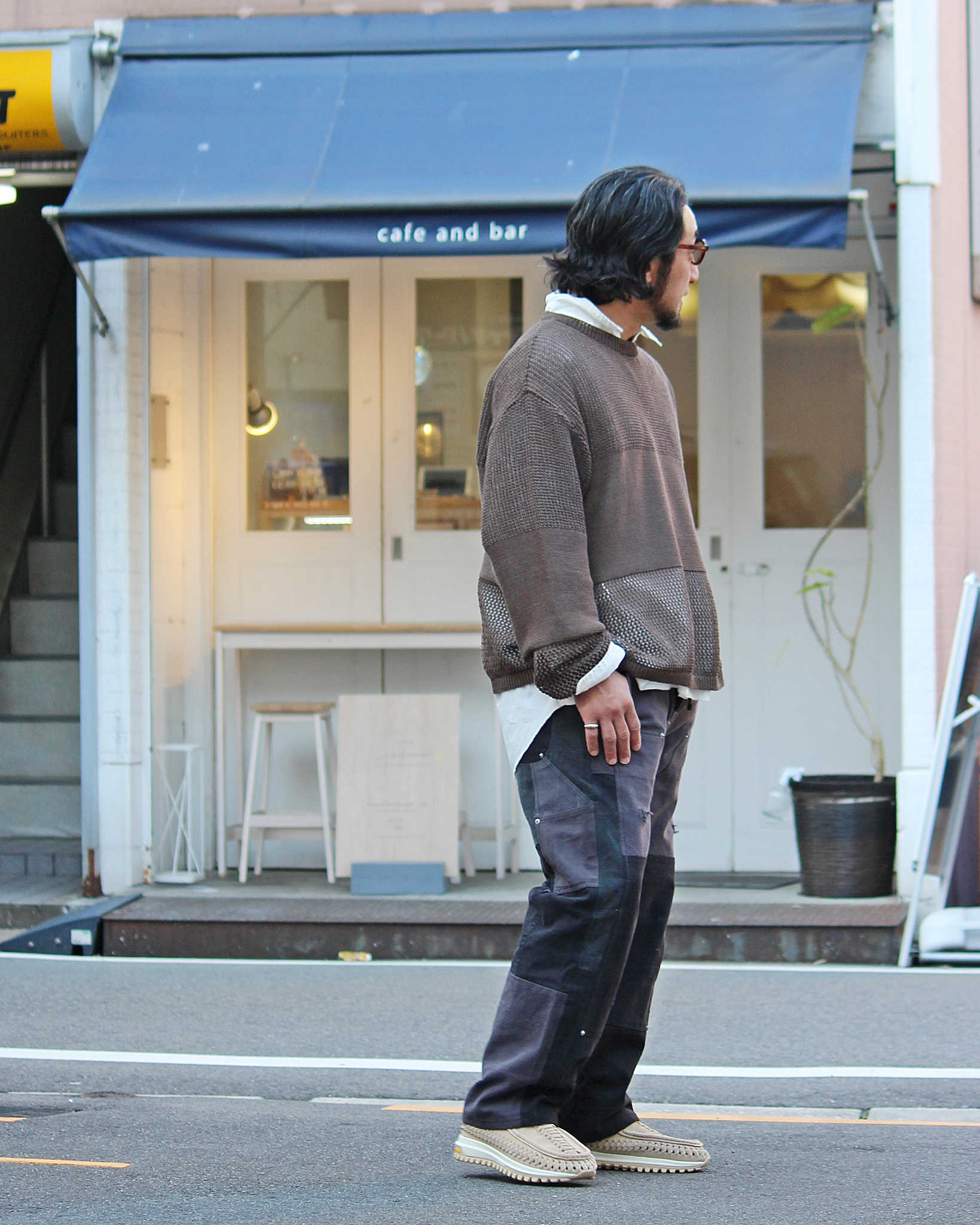 Nasngwam. ナスングワム / DAMAGE DOUBLE KNEE PANTS ダメージダブルニーパンツ Msize (BLACK ブラック)