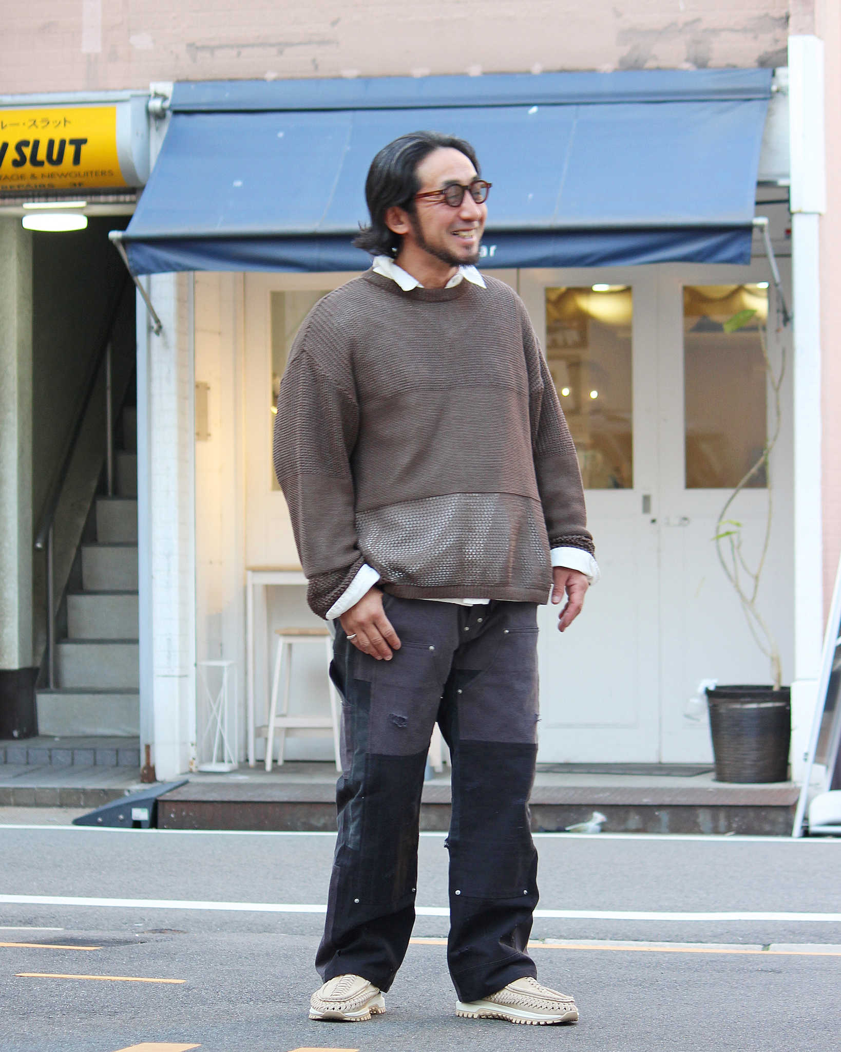 Nasngwam. ナスングワム / DAMAGE DOUBLE KNEE PANTS ダメージダブルニーパンツ Msize (BLACK ブラック)