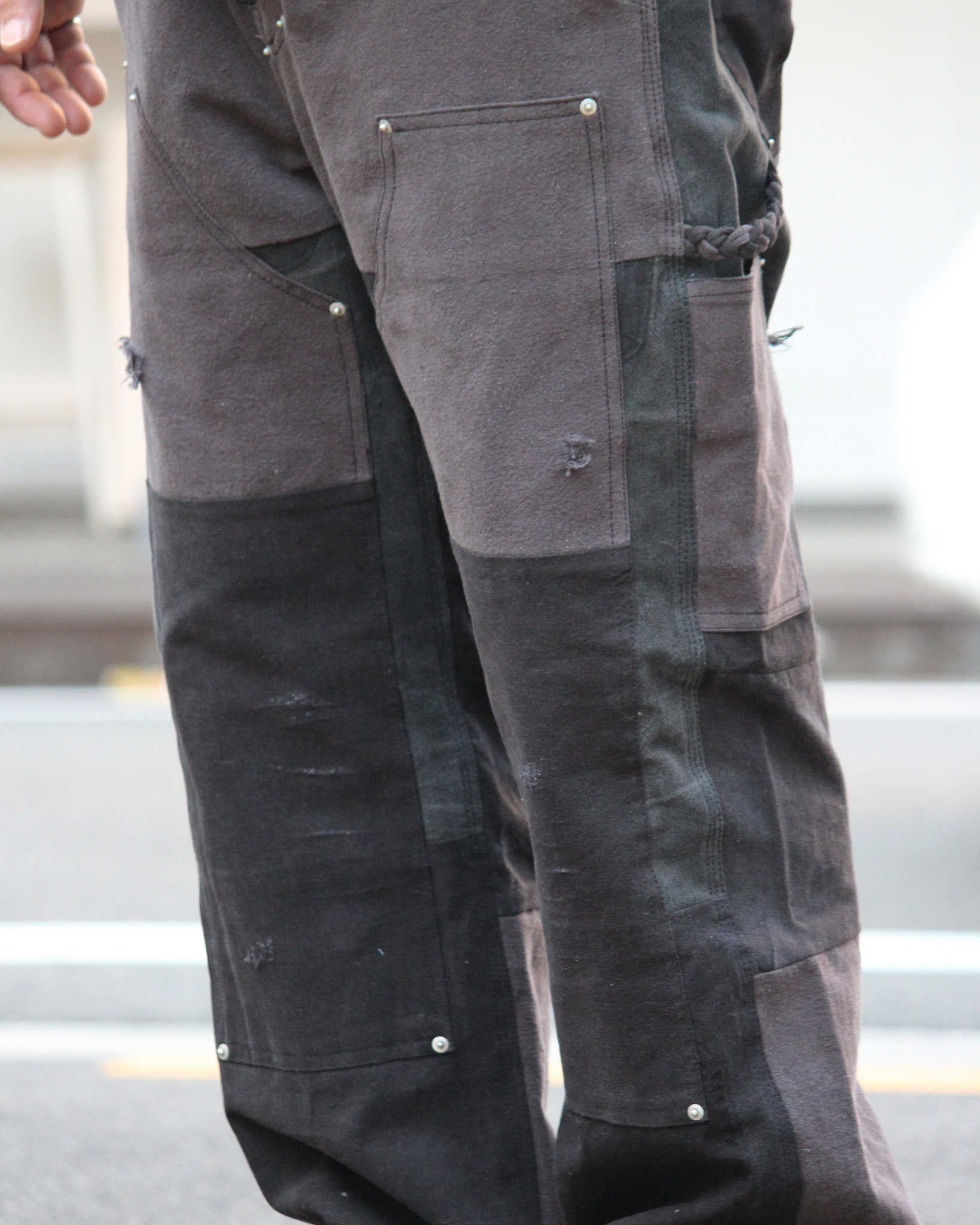 Nasngwam. ナスングワム / DAMAGE DOUBLE KNEE PANTS ダメージダブルニーパンツ Msize (BLACK ブラック)