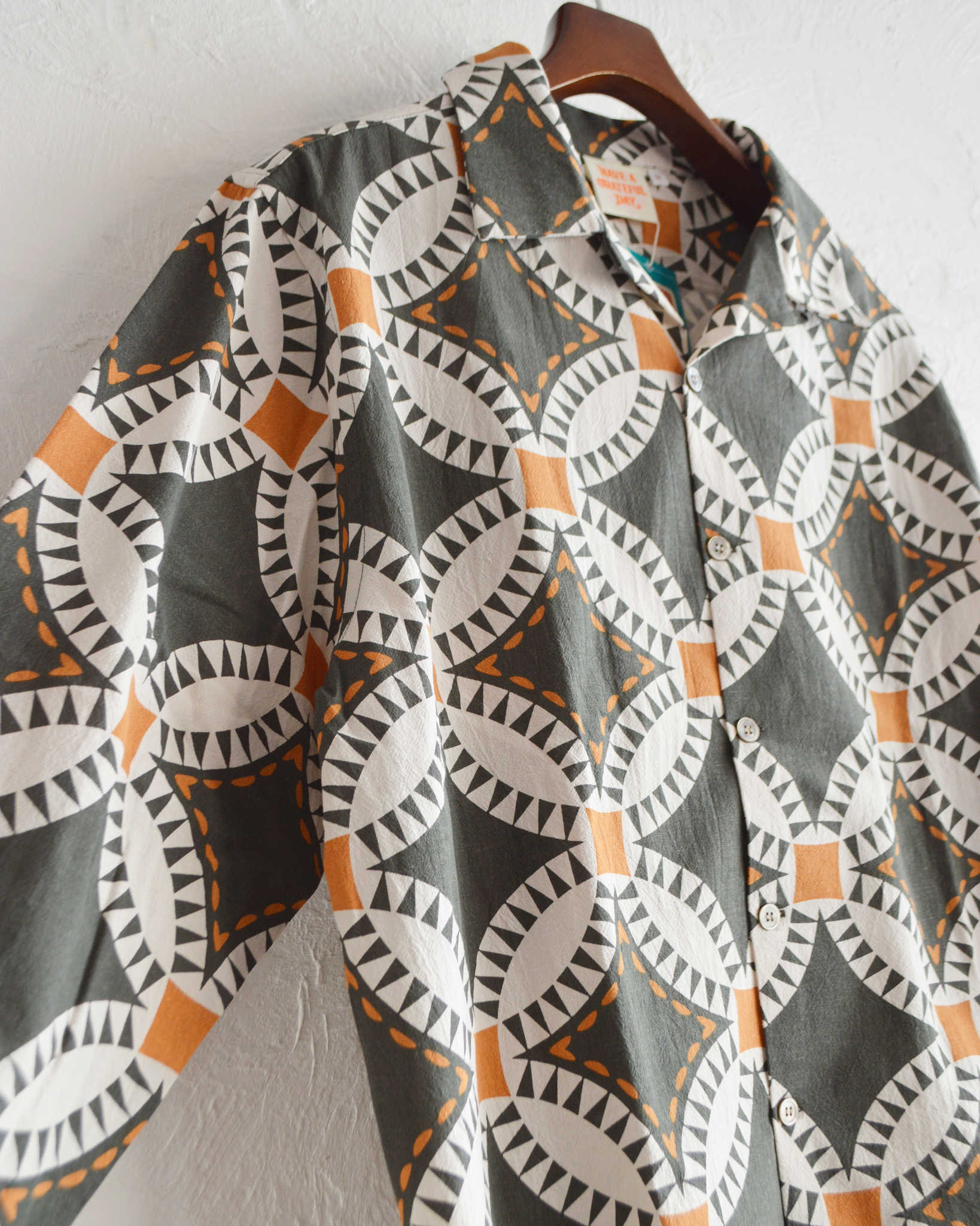 HAVE A GRATEFUL DAY ハブアグレイトフルデイ / OPEN COLLAR L/S SHIRT オープンカラーシャツ (BLACK ブラック)