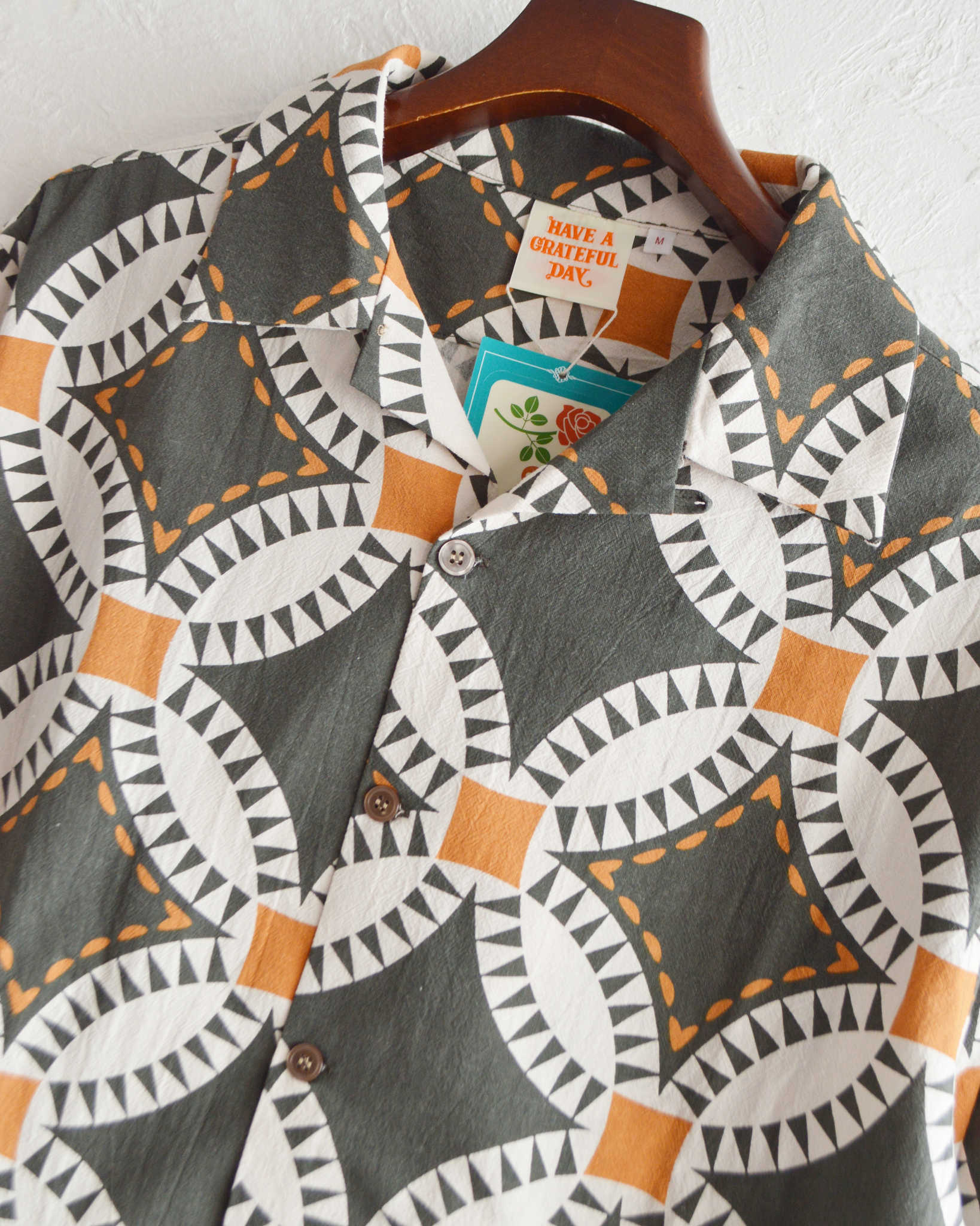 HAVE A GRATEFUL DAY ハブアグレイトフルデイ / OPEN COLLAR L/S SHIRT オープンカラーシャツ (BLACK ブラック)