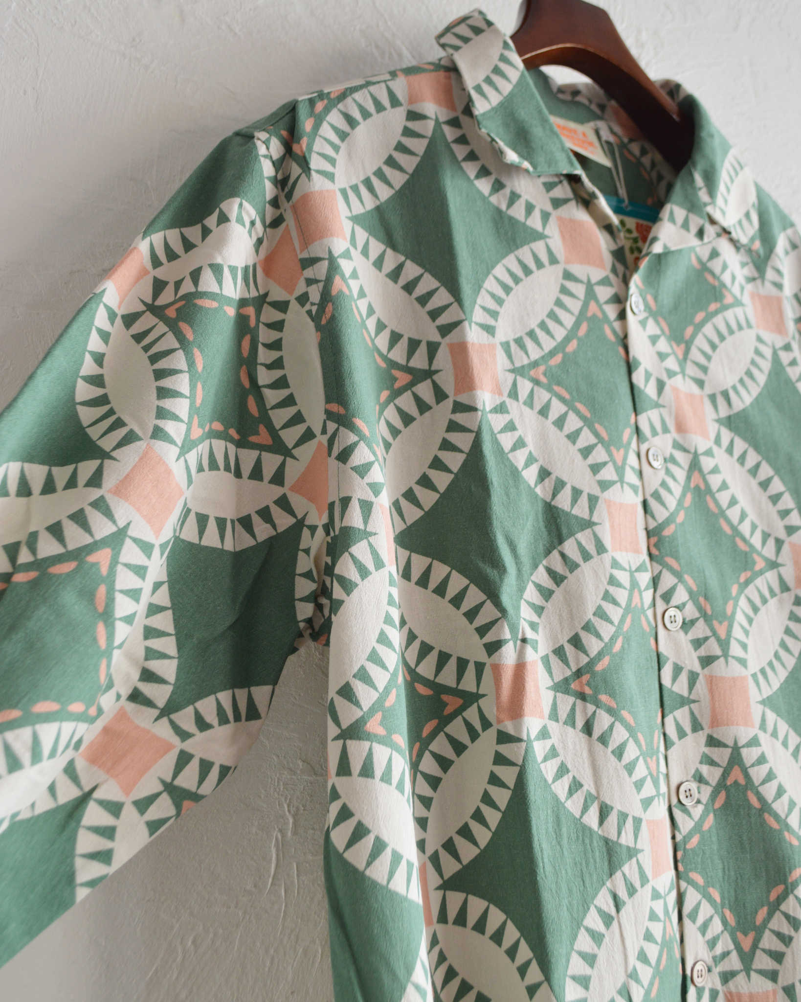 HAVE A GRATEFUL DAY ハブアグレイトフルデイ / OPEN COLLAR L/S SHIRT オープンカラーシャツ (GREEN グリーン)