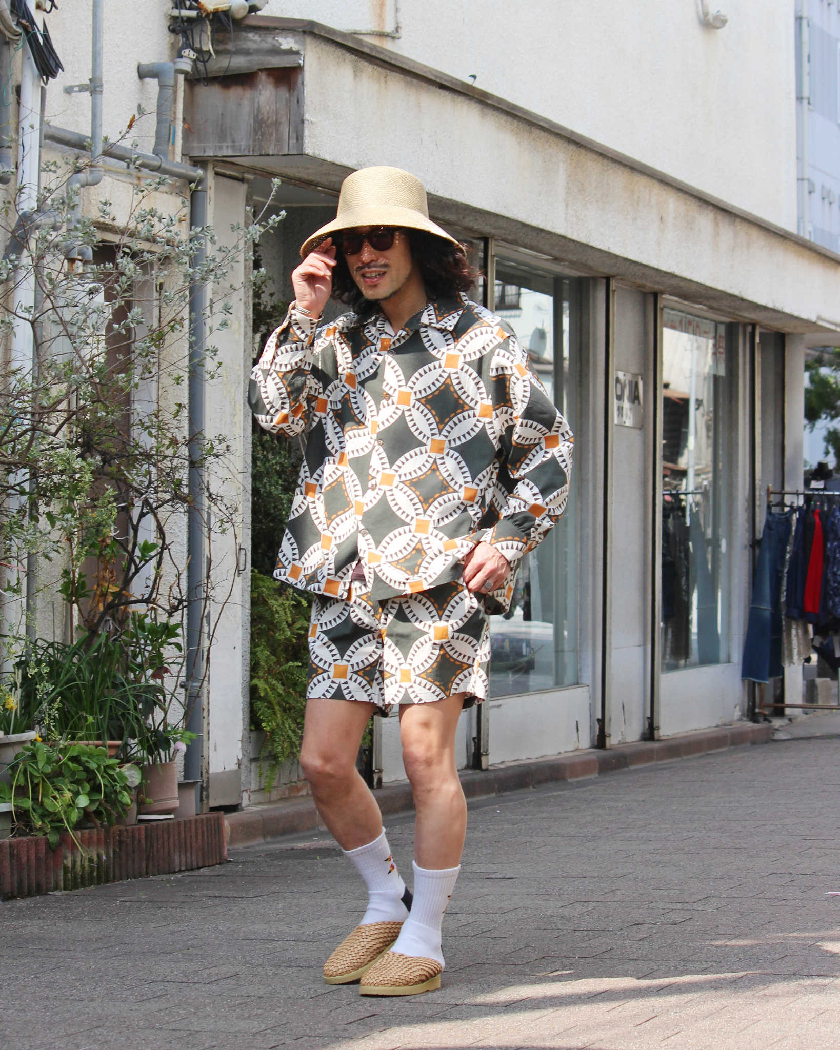 HAVE A GRATEFUL DAY ハブアグレイトフルデイ / OPEN COLLAR L/S SHIRT オープンカラーシャツ (BLACK ブラック)