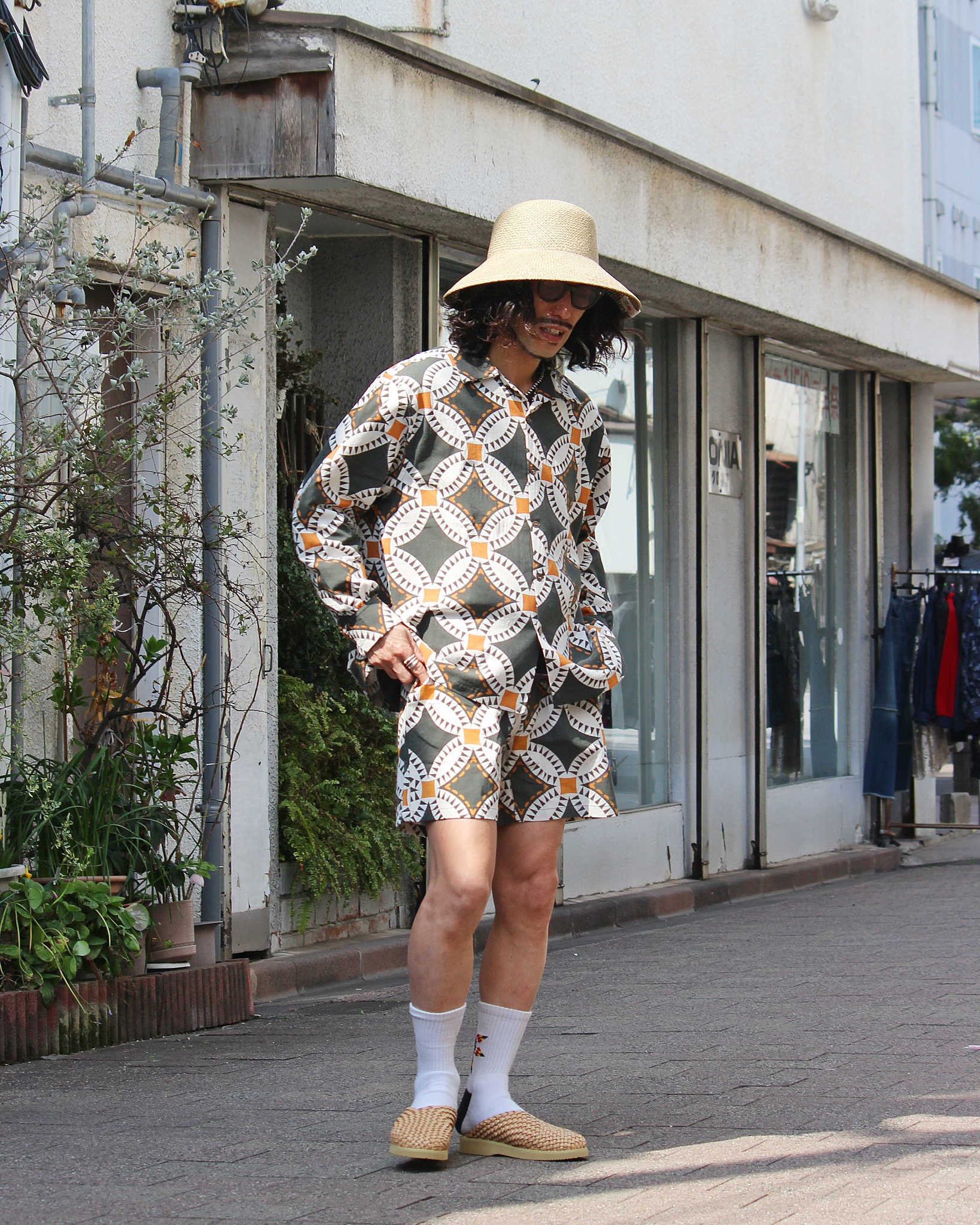 HAVE A GRATEFUL DAY ハブアグレイトフルデイ / OPEN COLLAR L/S SHIRT オープンカラーシャツ (BLACK ブラック)