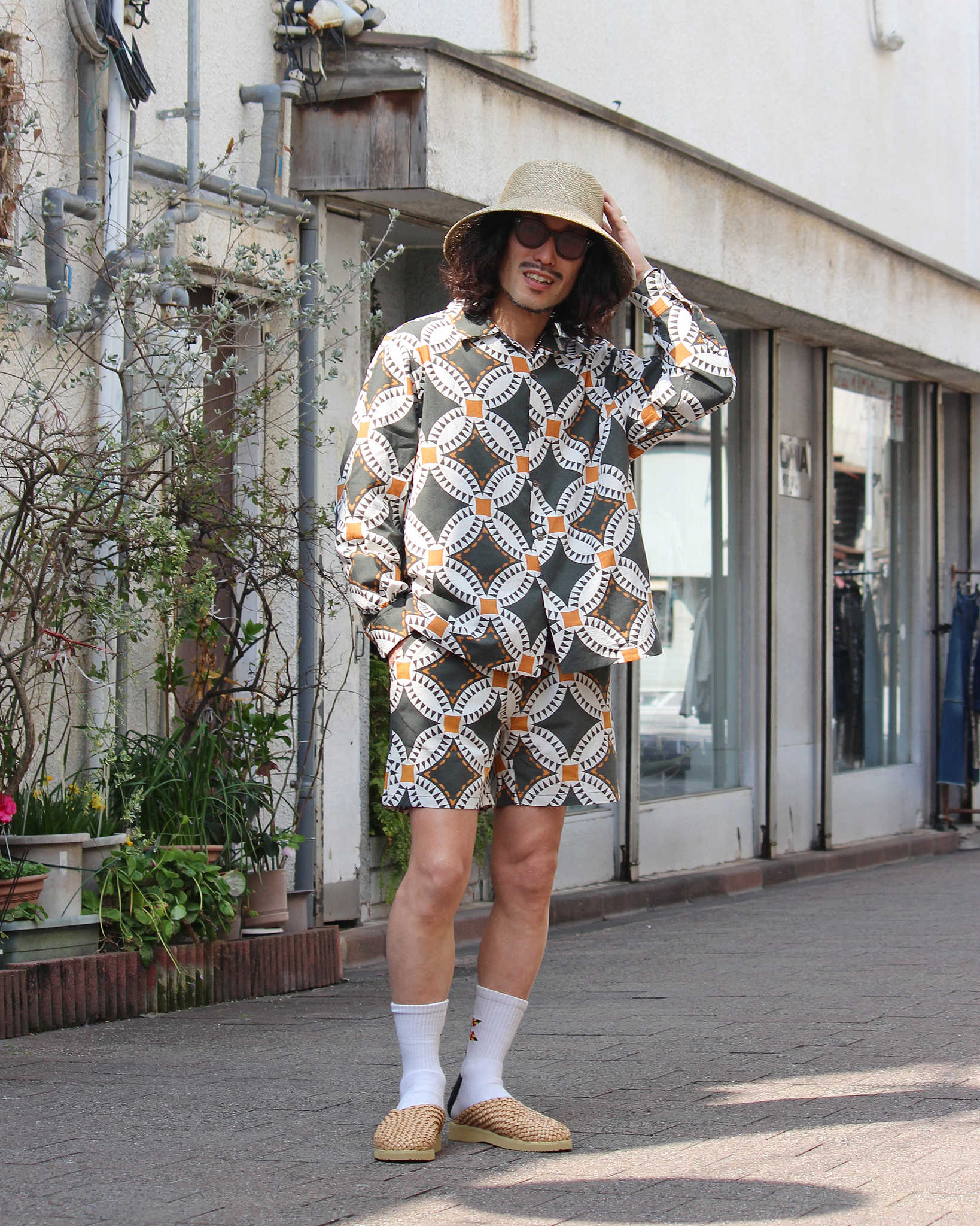 HAVE A GRATEFUL DAY ハブアグレイトフルデイ / OPEN COLLAR L/S SHIRT オープンカラーシャツ (BLACK ブラック)